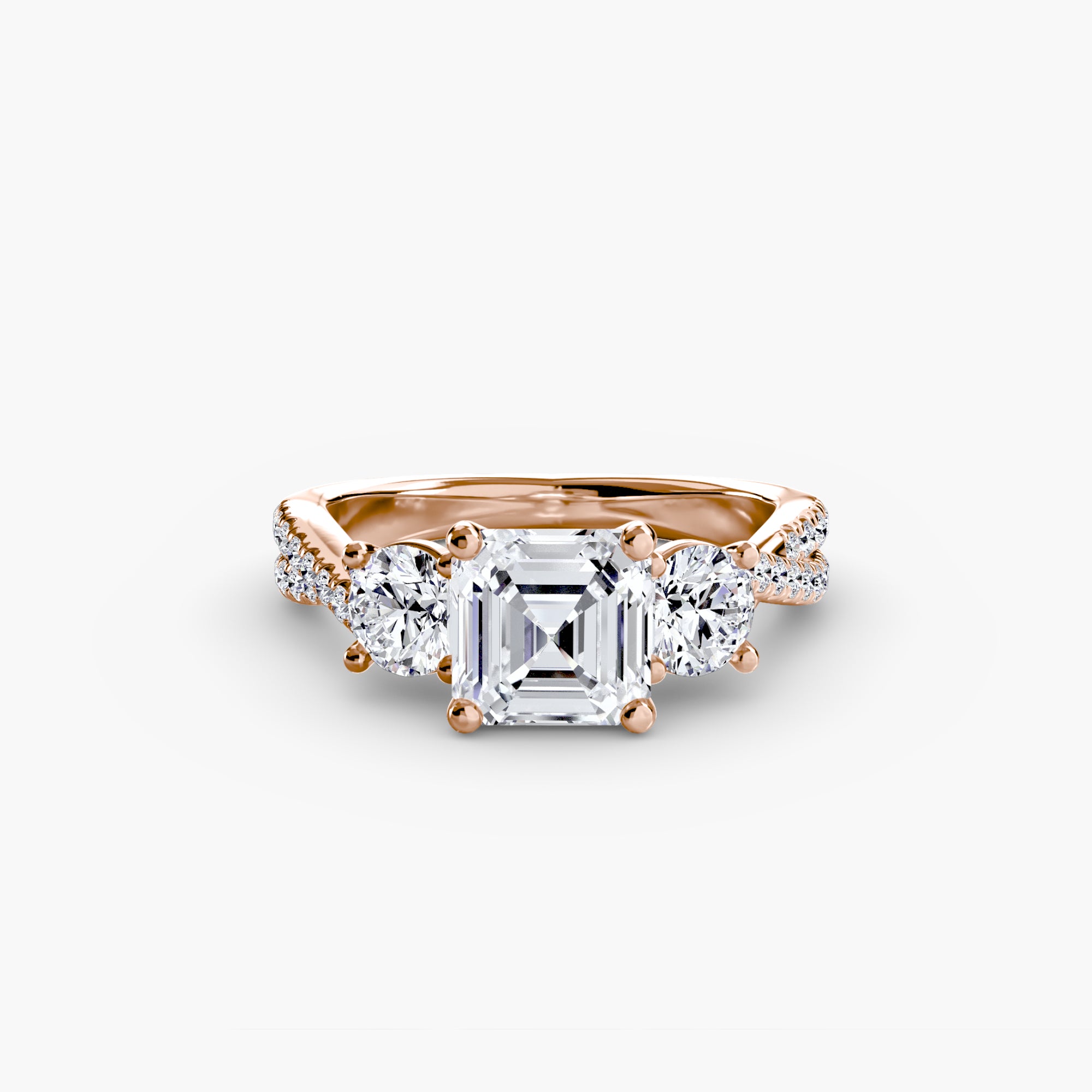 Twisted Link Round Diamond Trilogy Ring