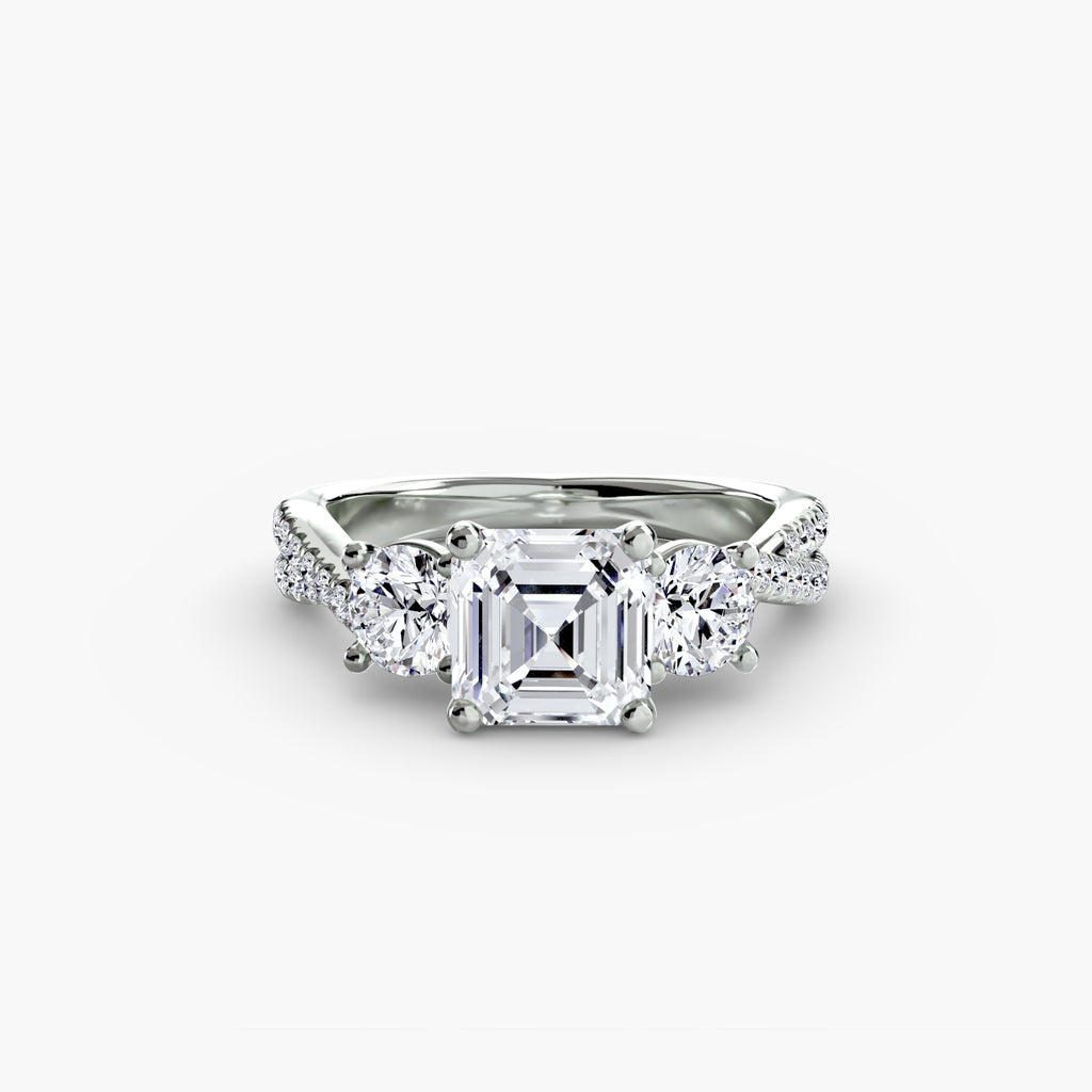 Twisted Link Round Diamond Trilogy Ring