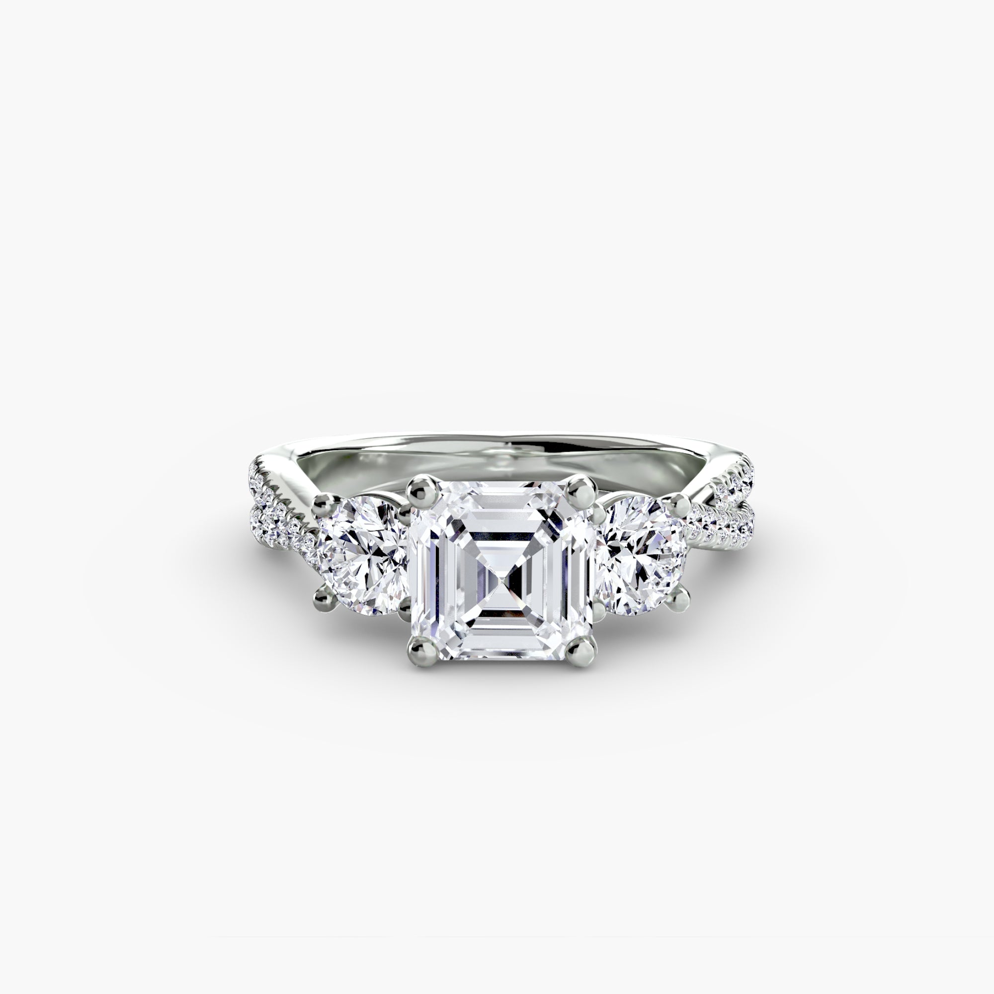 Twisted Link Round Diamond Trilogy Ring