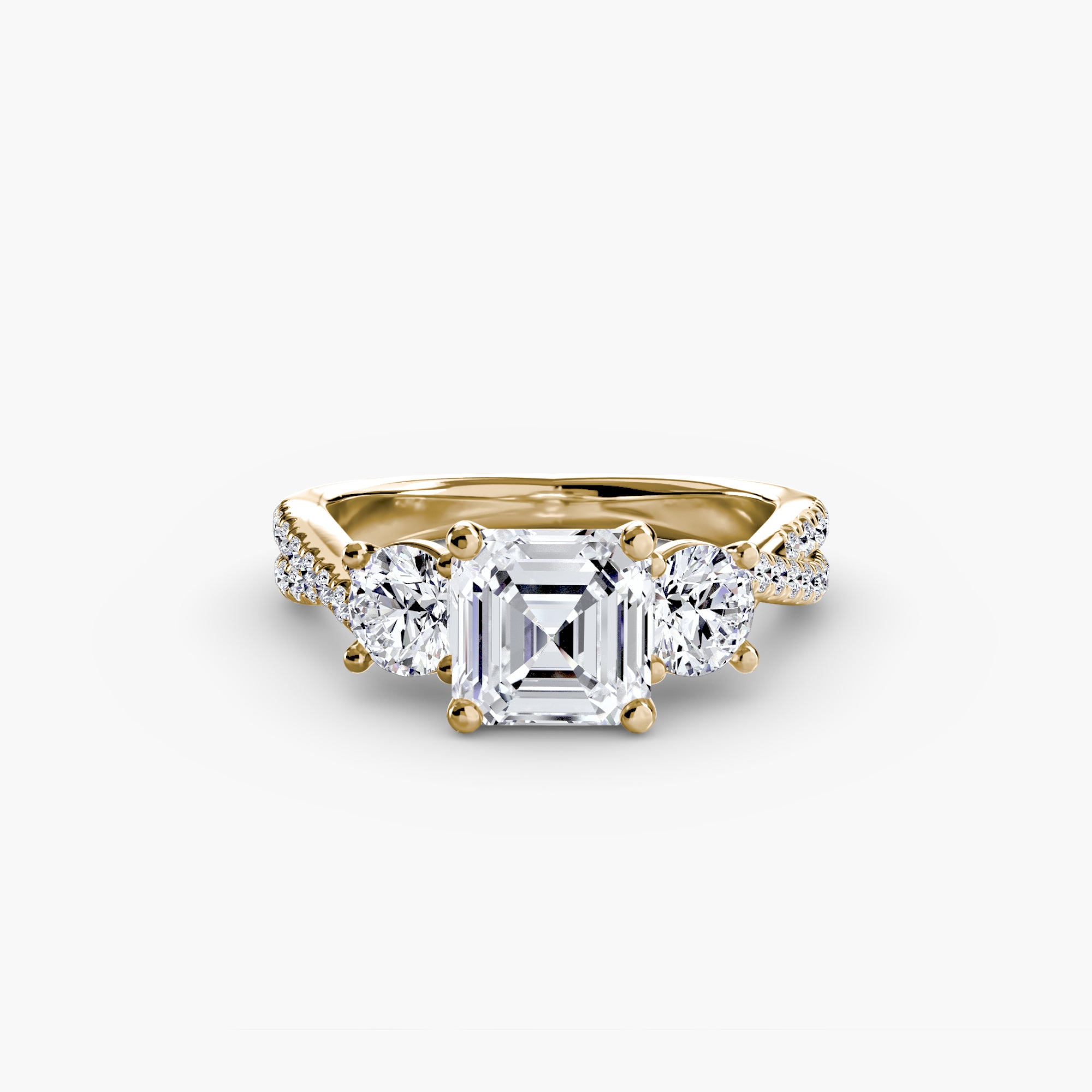 Twisted Link Round Diamond Trilogy Ring