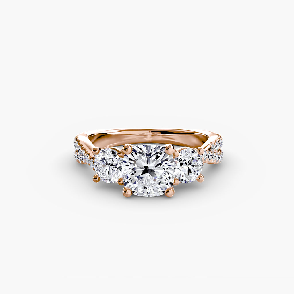 Twisted Link Round Diamond Trilogy Ring