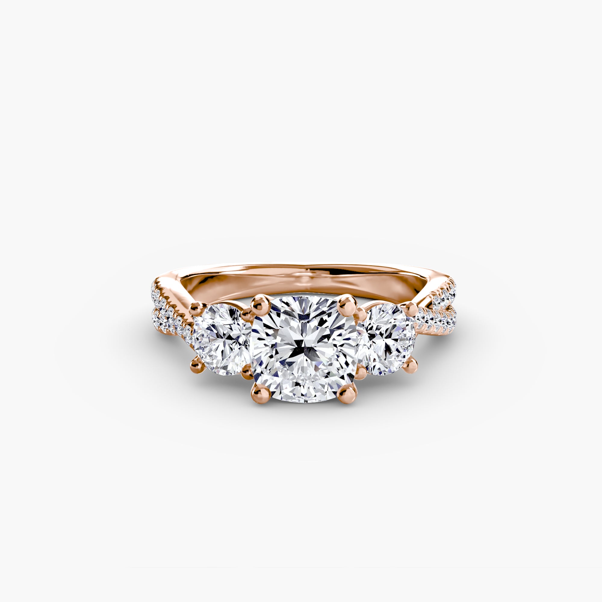 Twisted Link Round Diamond Trilogy Ring