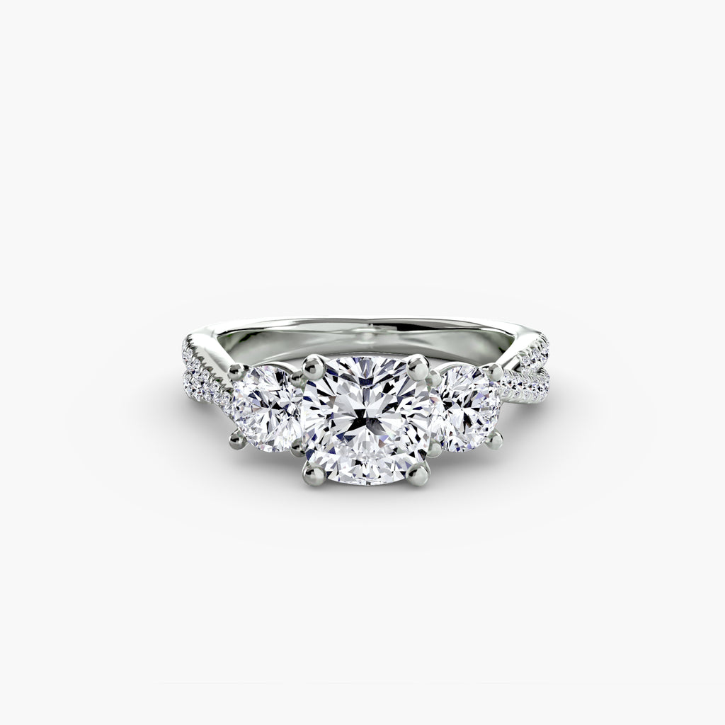 Twisted Link Round Diamond Trilogy Ring