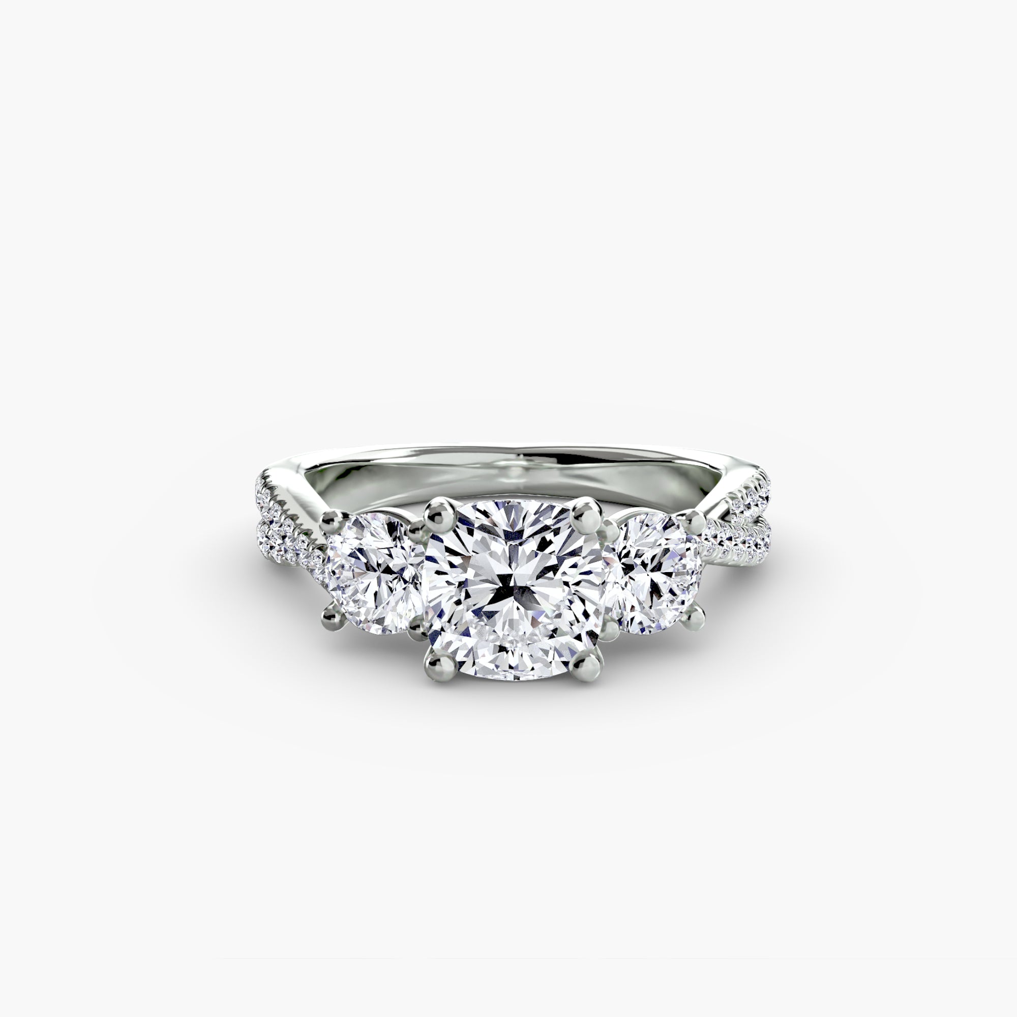 Twisted Link Round Diamond Trilogy Ring