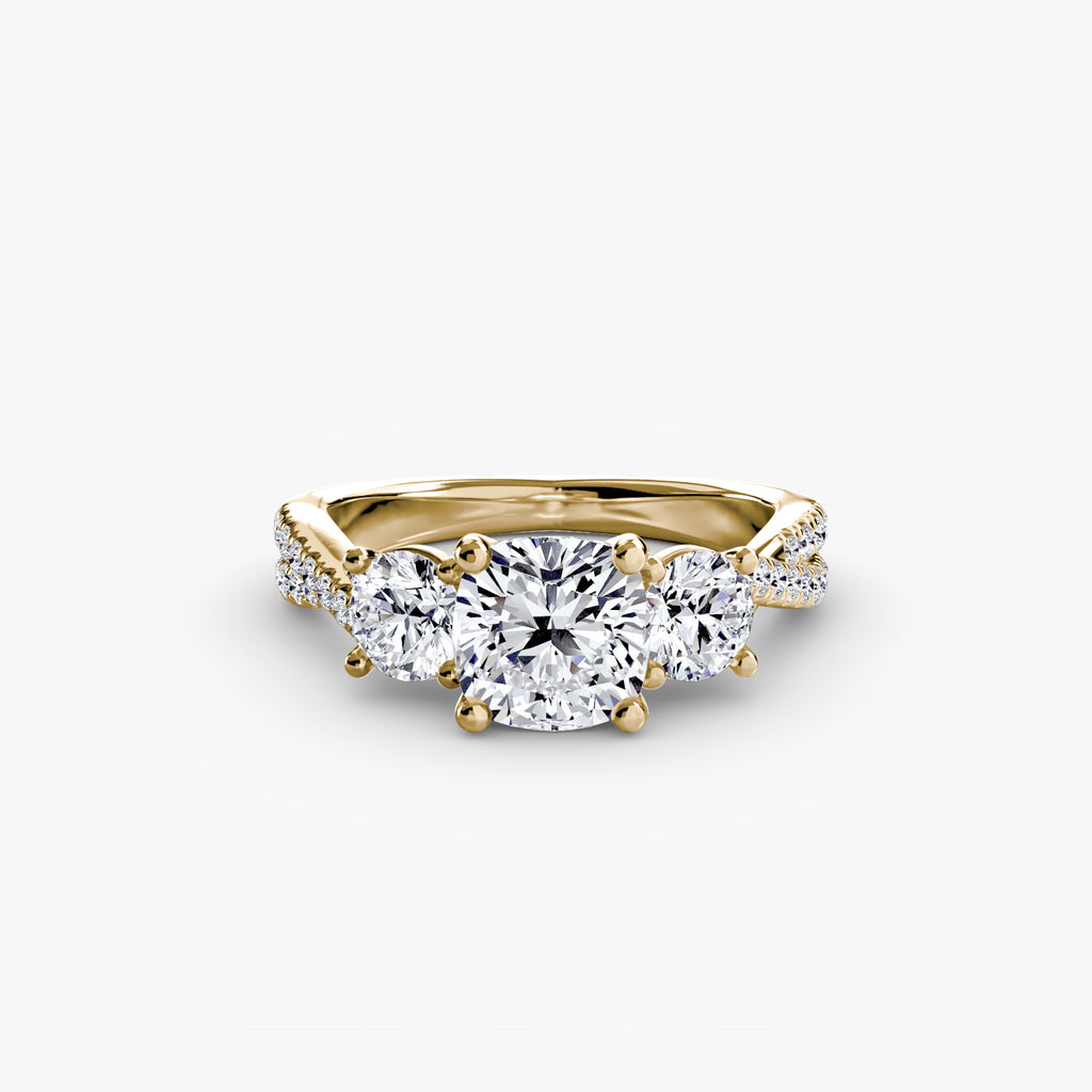 Twisted Link Round Diamond Trilogy Ring