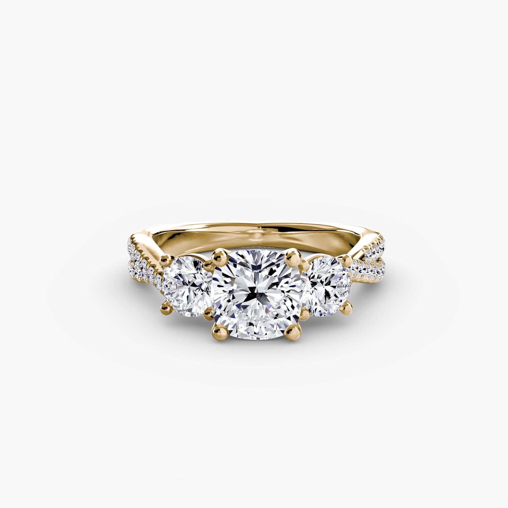 Twisted Link Round Diamond Trilogy Ring