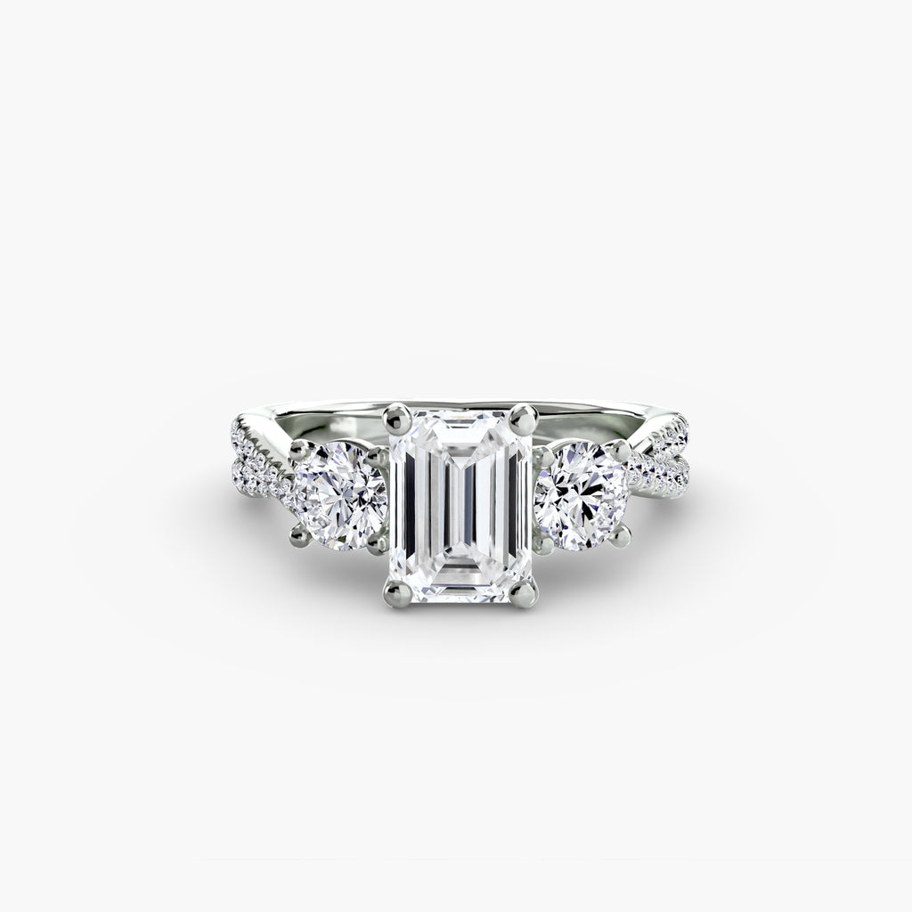 Twisted Link Round Diamond Trilogy Ring