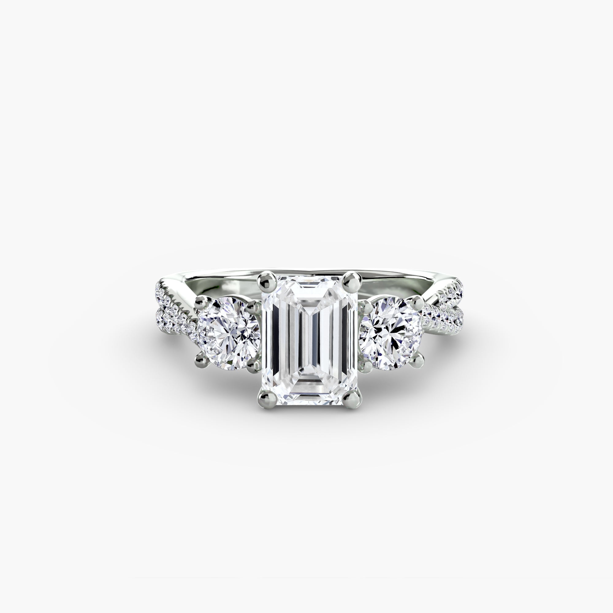 Twisted Link Round Diamond Trilogy Ring