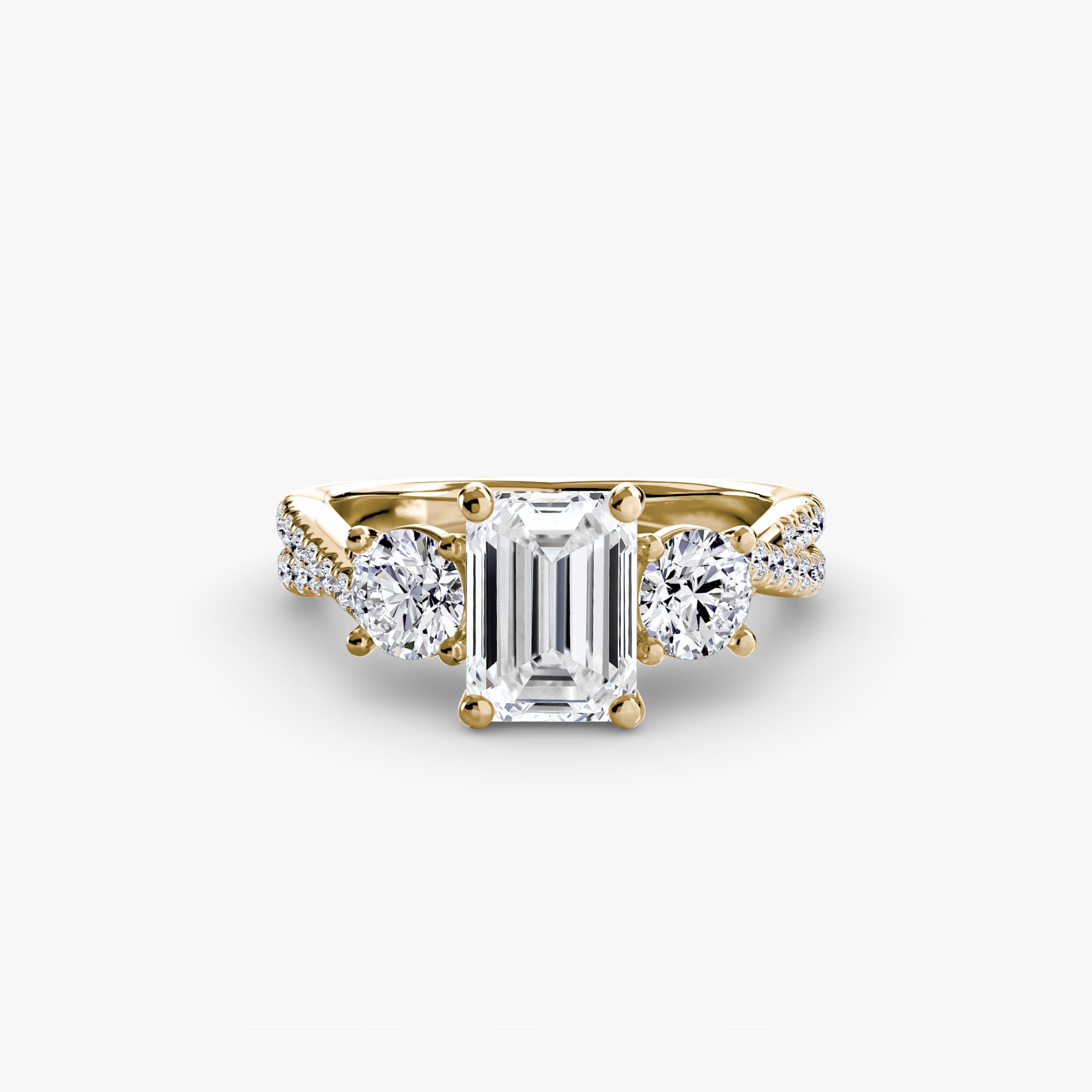 Twisted Link Round Diamond Trilogy Ring