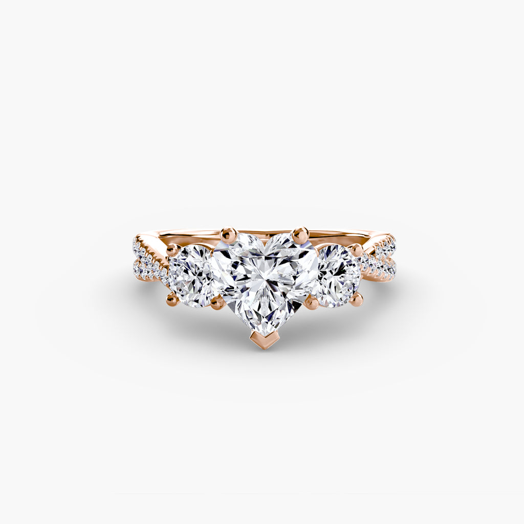 Twisted Link Round Diamond Trilogy Ring