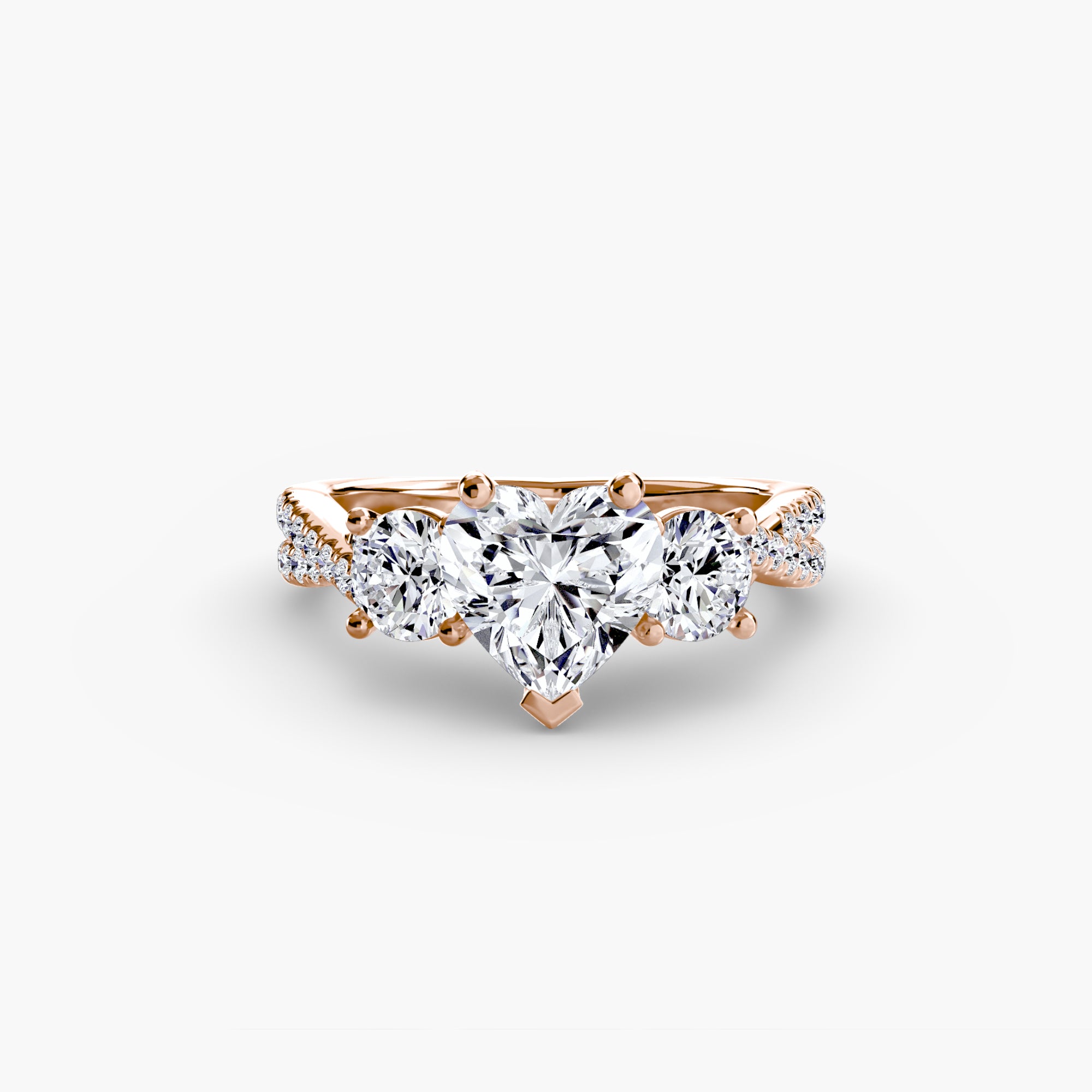 Twisted Link Round Diamond Trilogy Ring