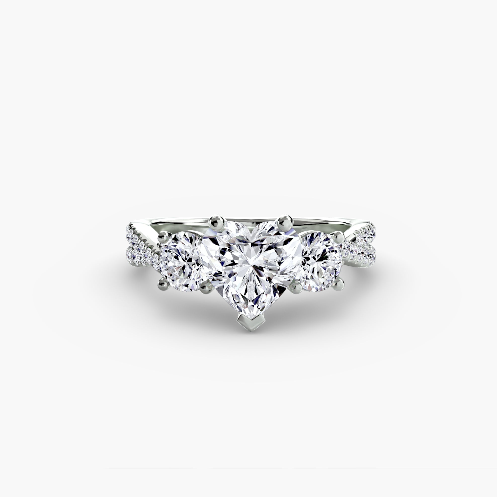 Twisted Link Round Diamond Trilogy Ring