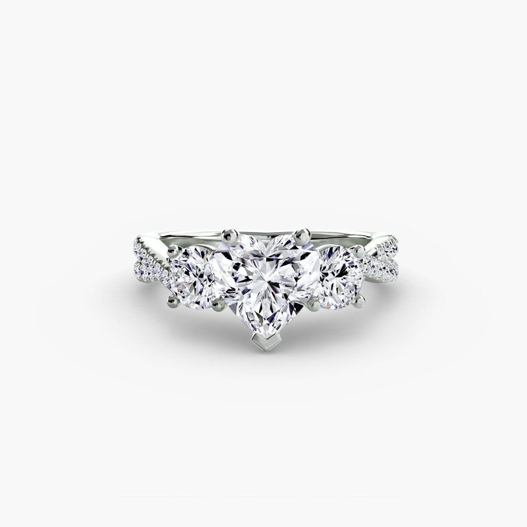 Twisted Link Round Diamond Trilogy Ring