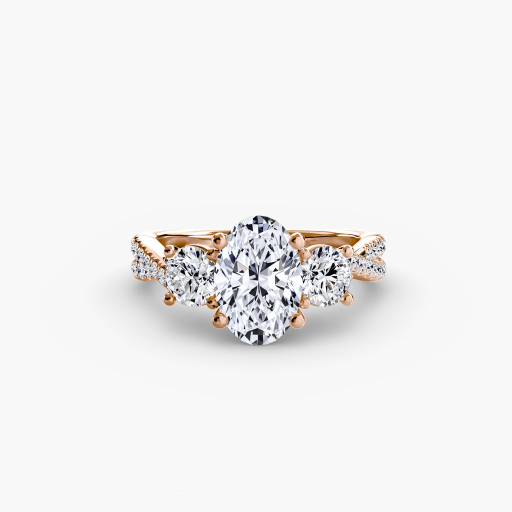 Twisted Link Round Diamond Trilogy Ring