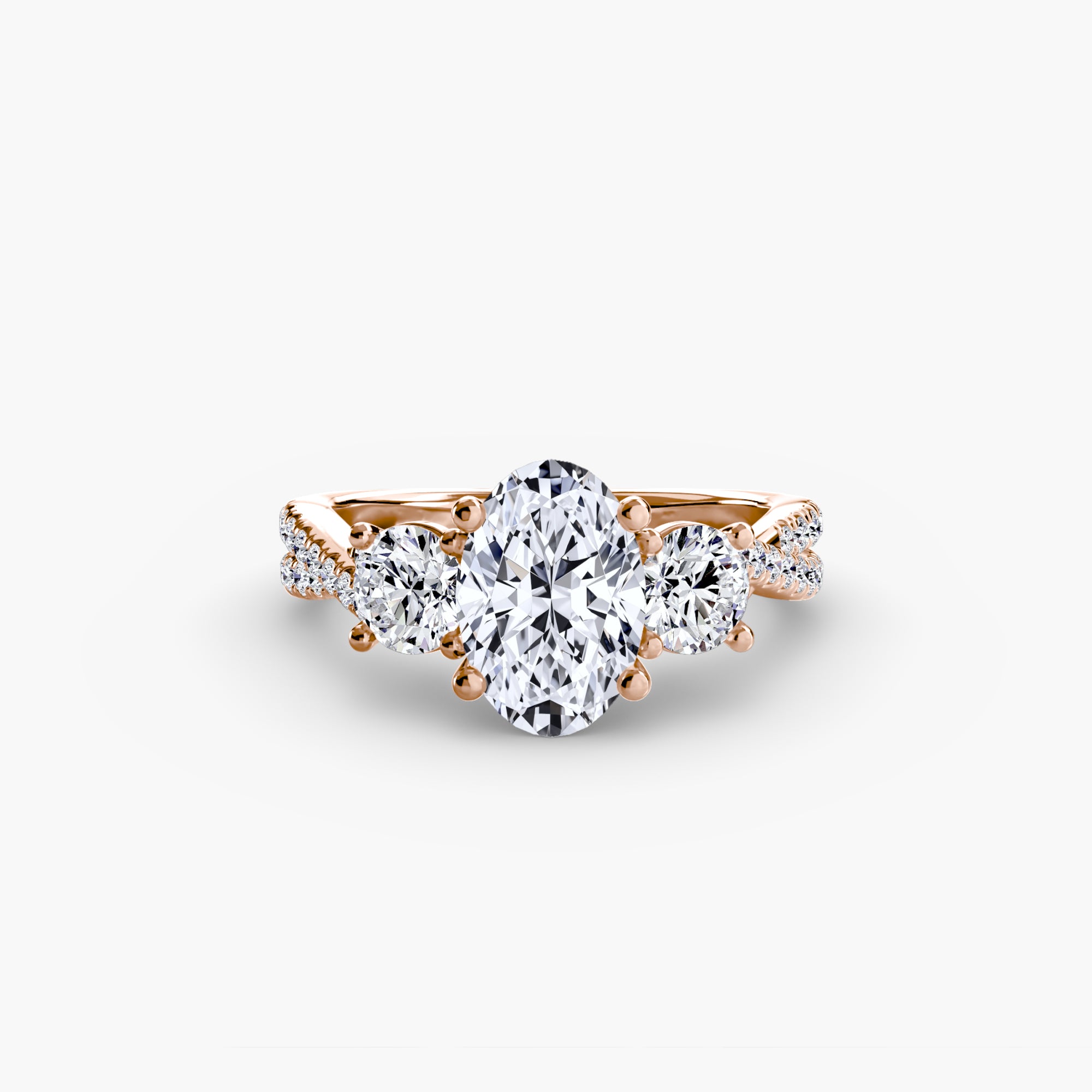 Twisted Link Round Diamond Trilogy Ring