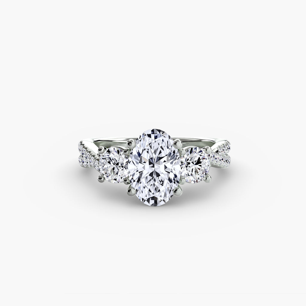 Twisted Link Round Diamond Trilogy Ring