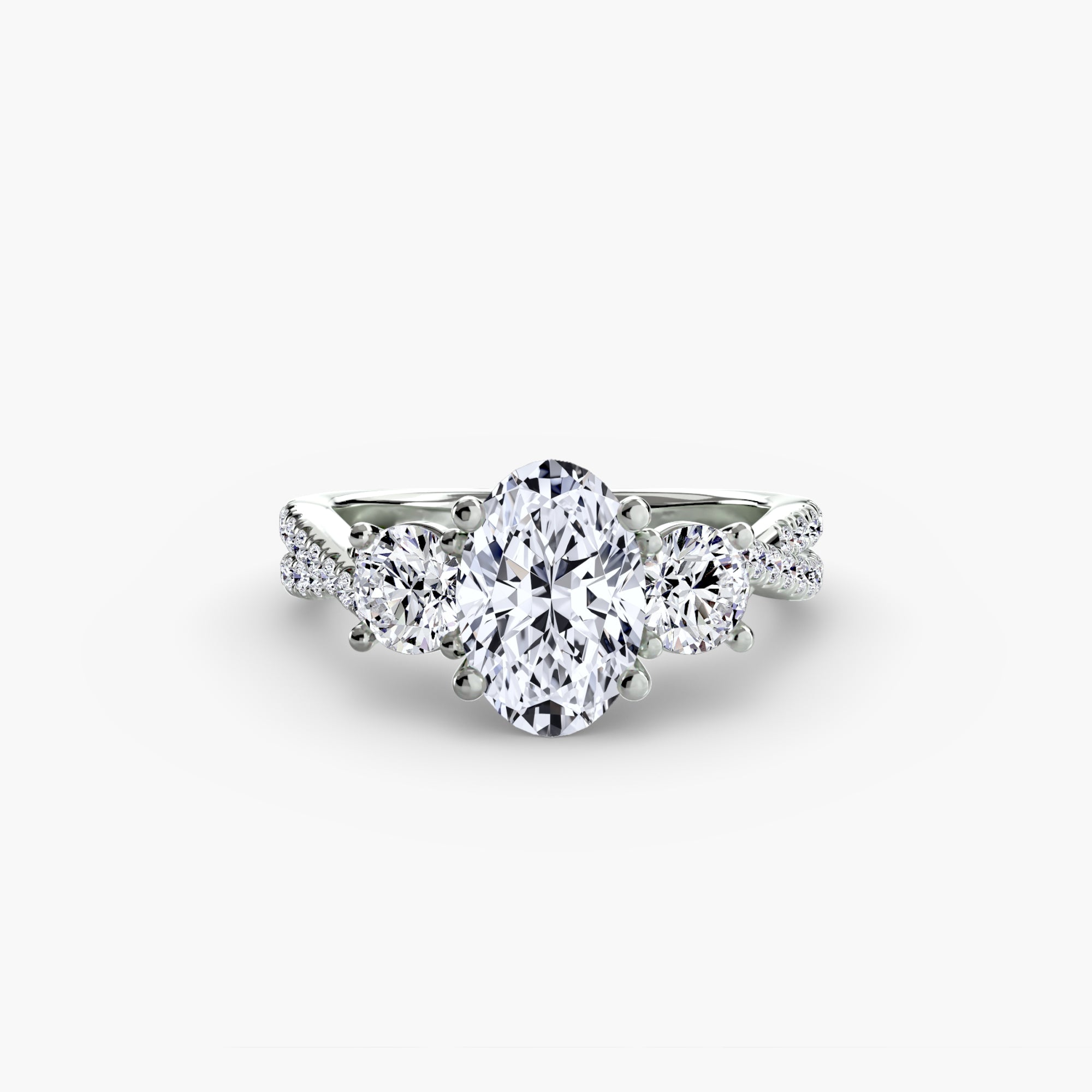 Twisted Link Round Diamond Trilogy Ring