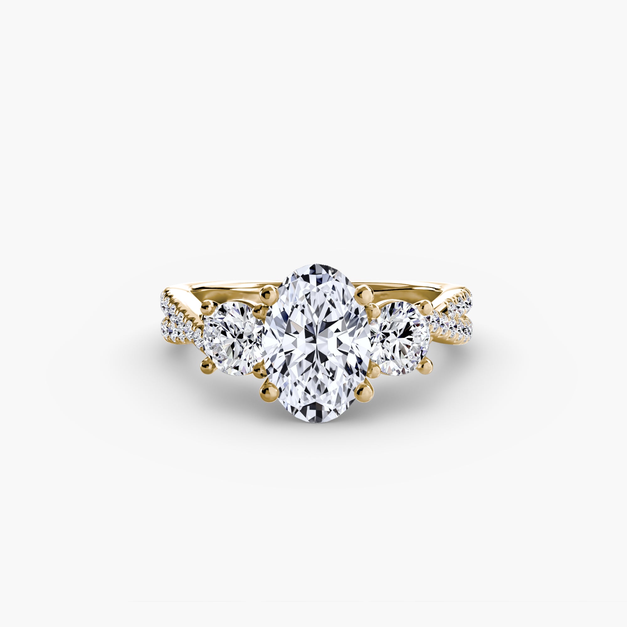 Twisted Link Round Diamond Trilogy Ring