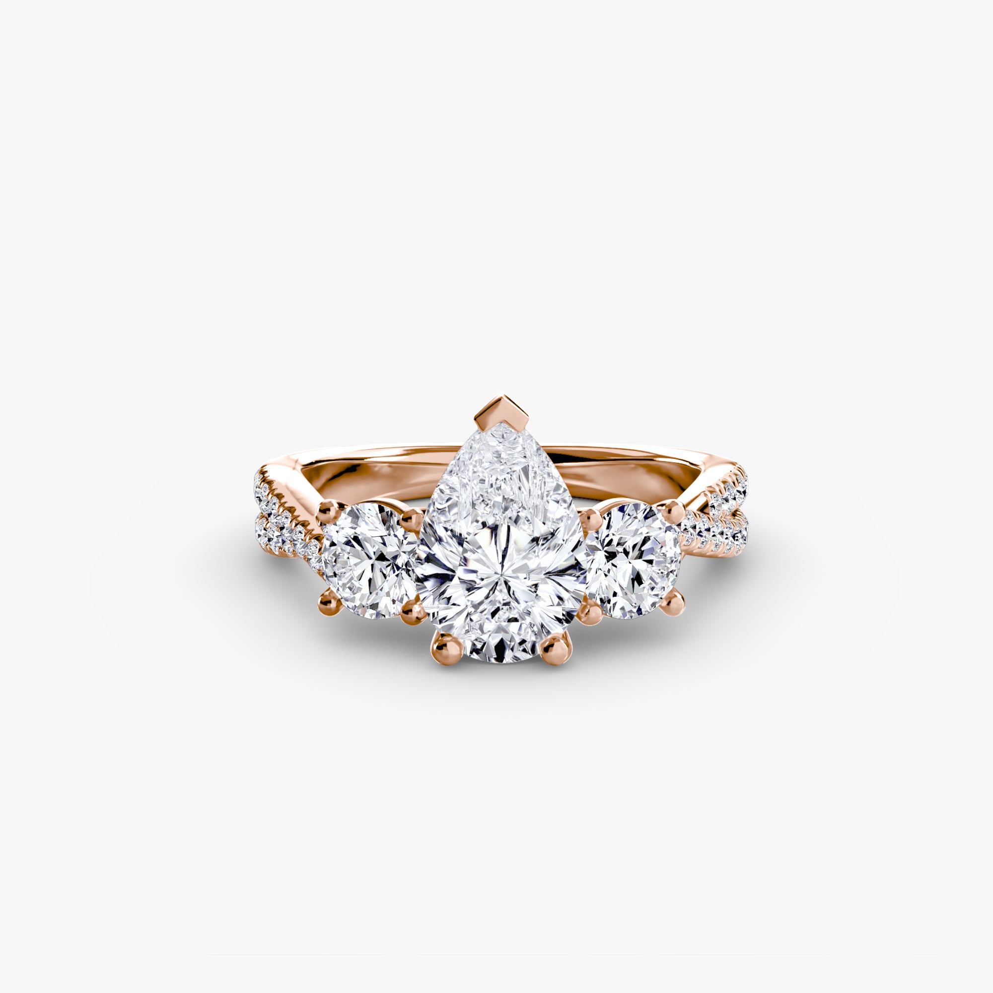 Twisted Link Round Diamond Trilogy Ring