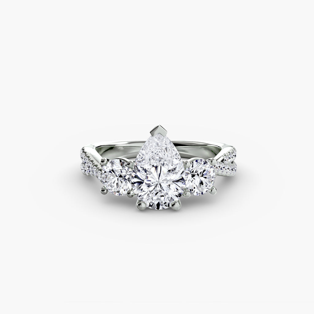 Twisted Link Round Diamond Trilogy Ring