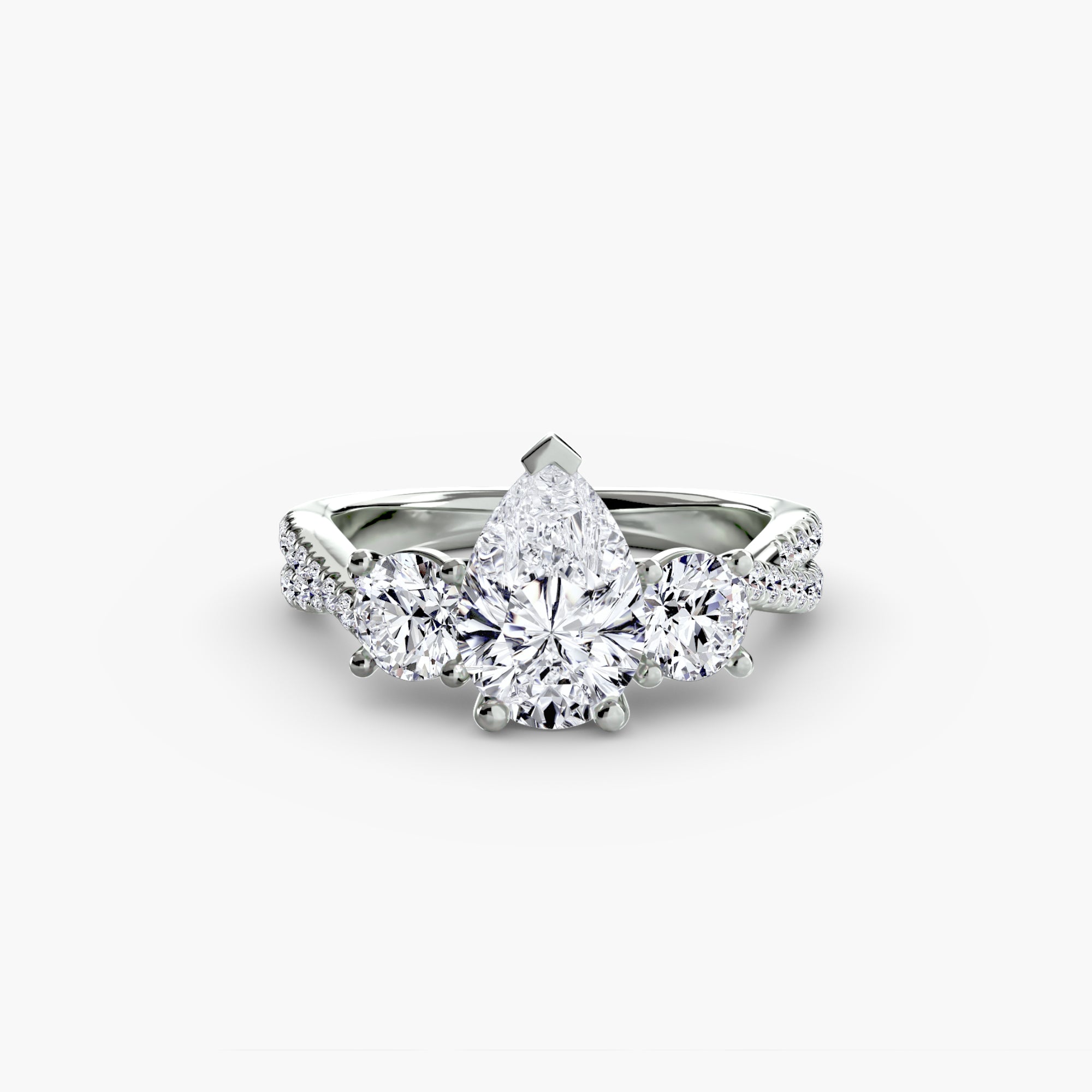 Twisted Link Round Diamond Trilogy Ring