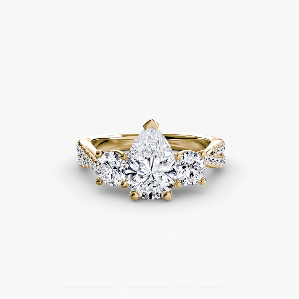 Twisted Link Round Diamond Trilogy Ring