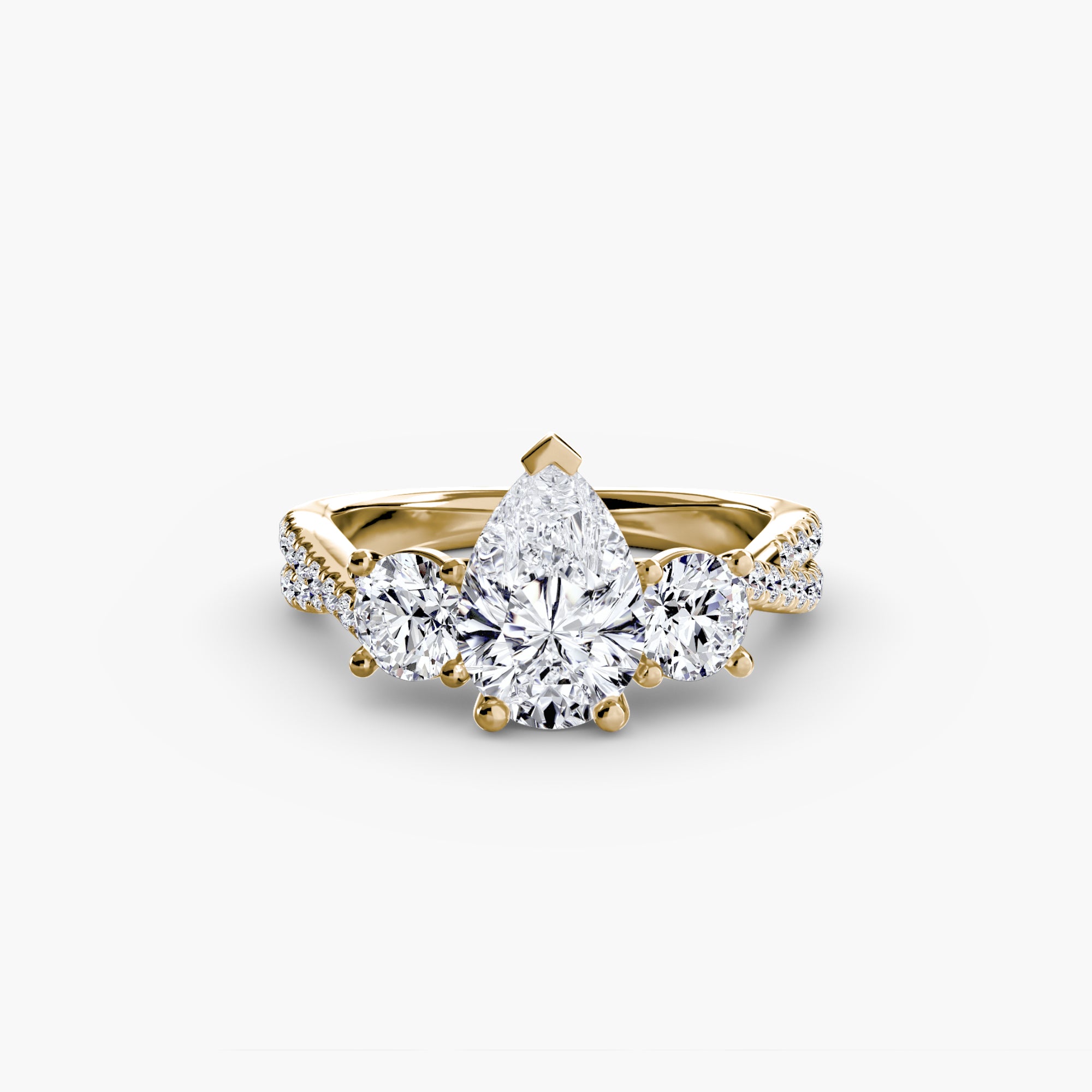 Twisted Link Round Diamond Trilogy Ring