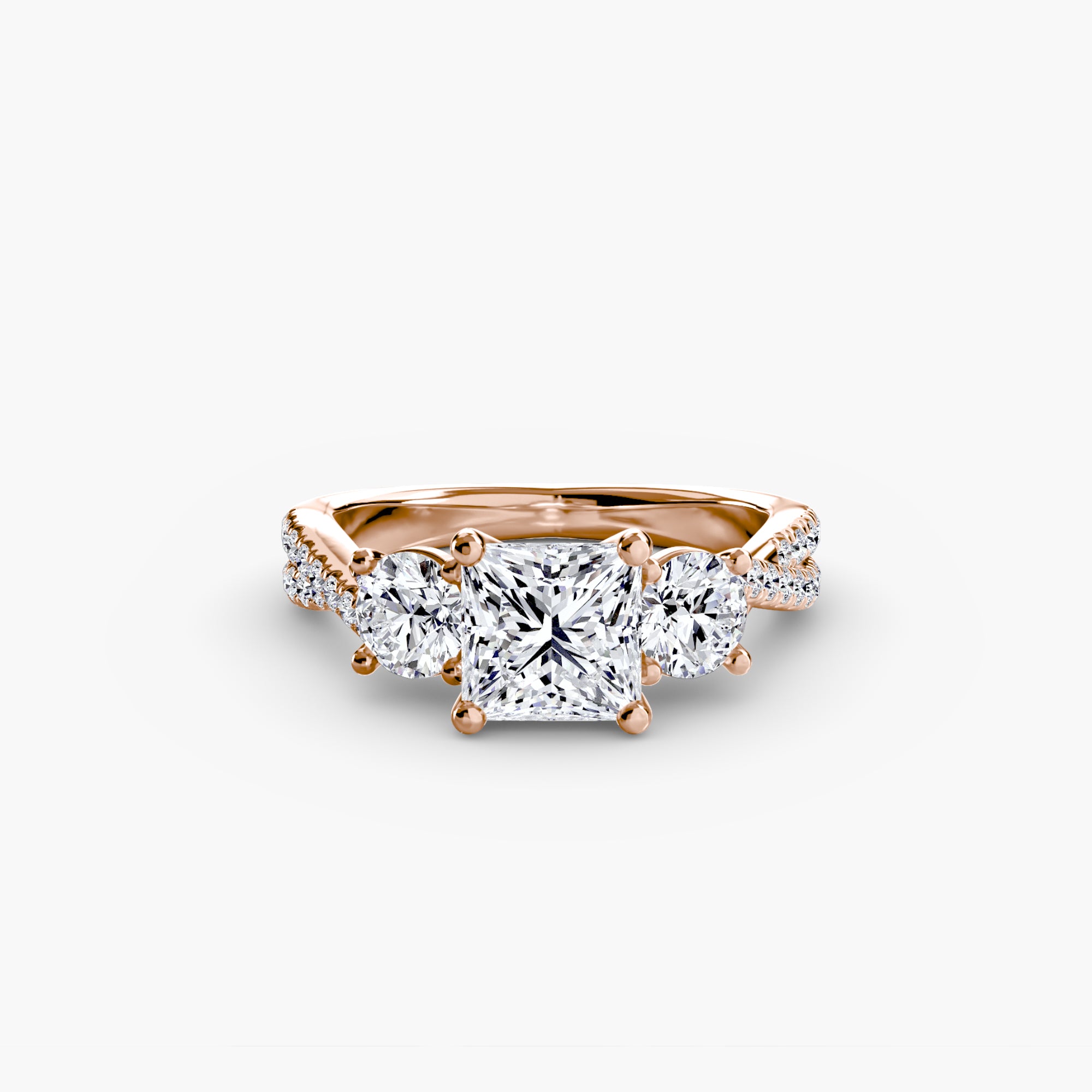 Twisted Link Round Diamond Trilogy Ring