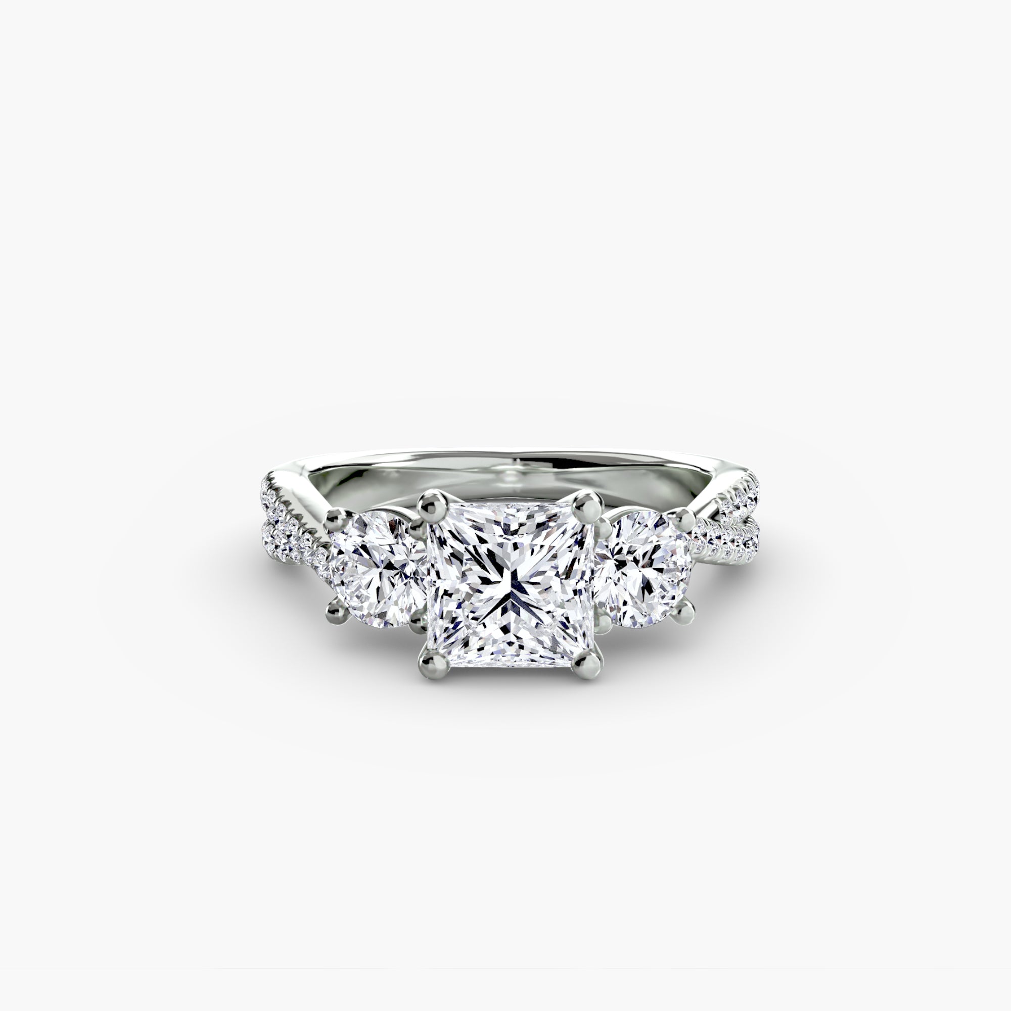 Twisted Link Round Diamond Trilogy Ring