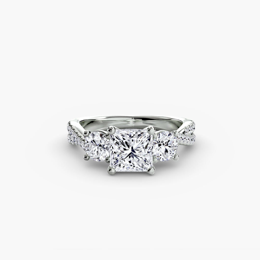 Twisted Link Round Diamond Trilogy Ring