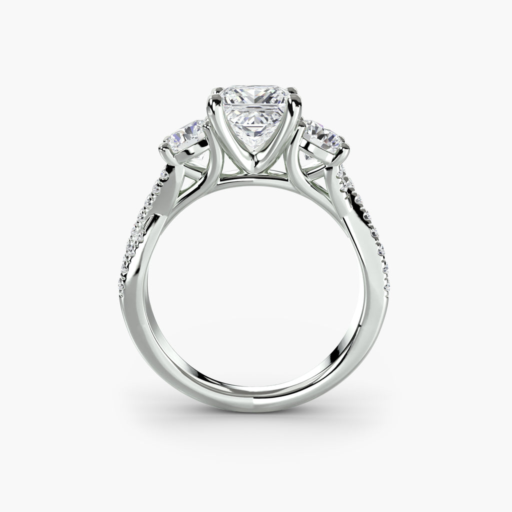 Twisted Link Round Diamond Trilogy Ring