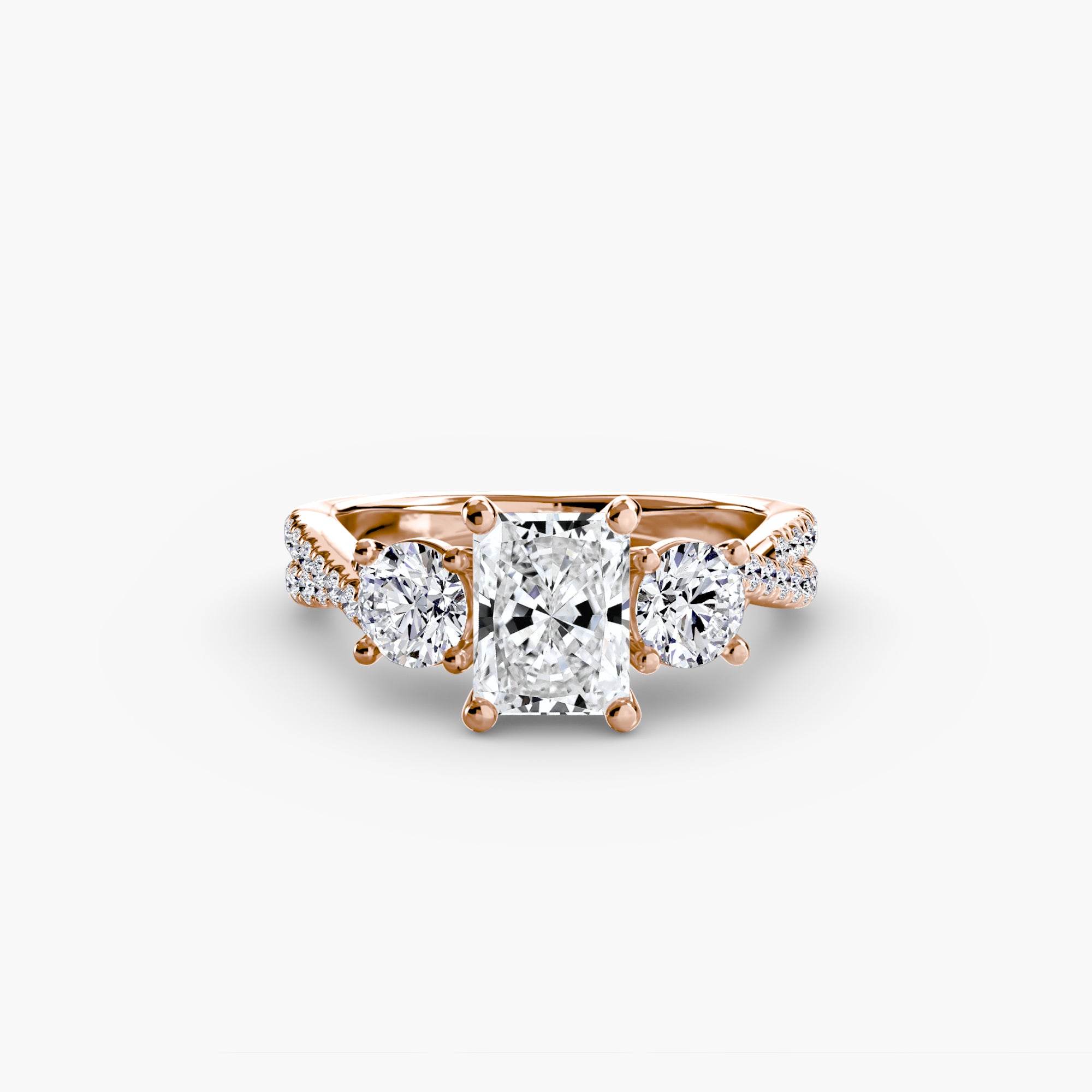 Twisted Link Round Diamond Trilogy Ring