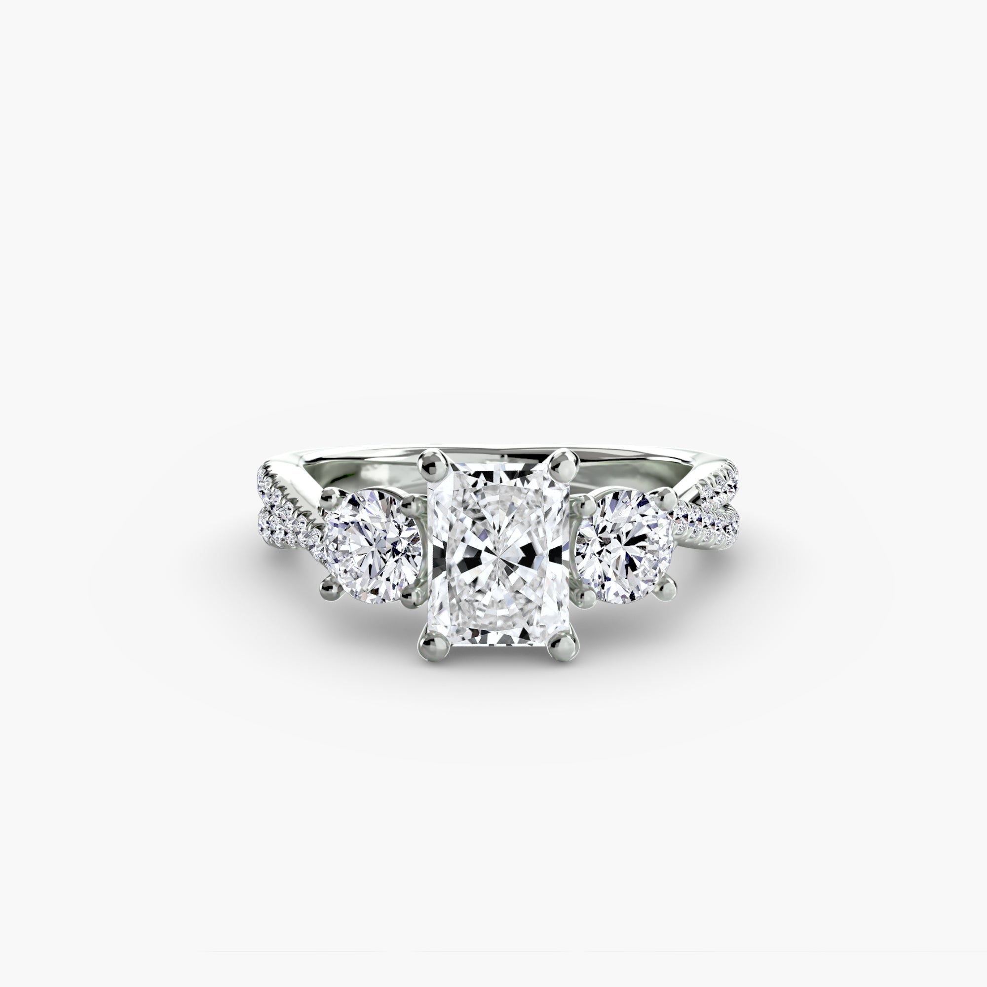 Twisted Link Round Diamond Trilogy Ring