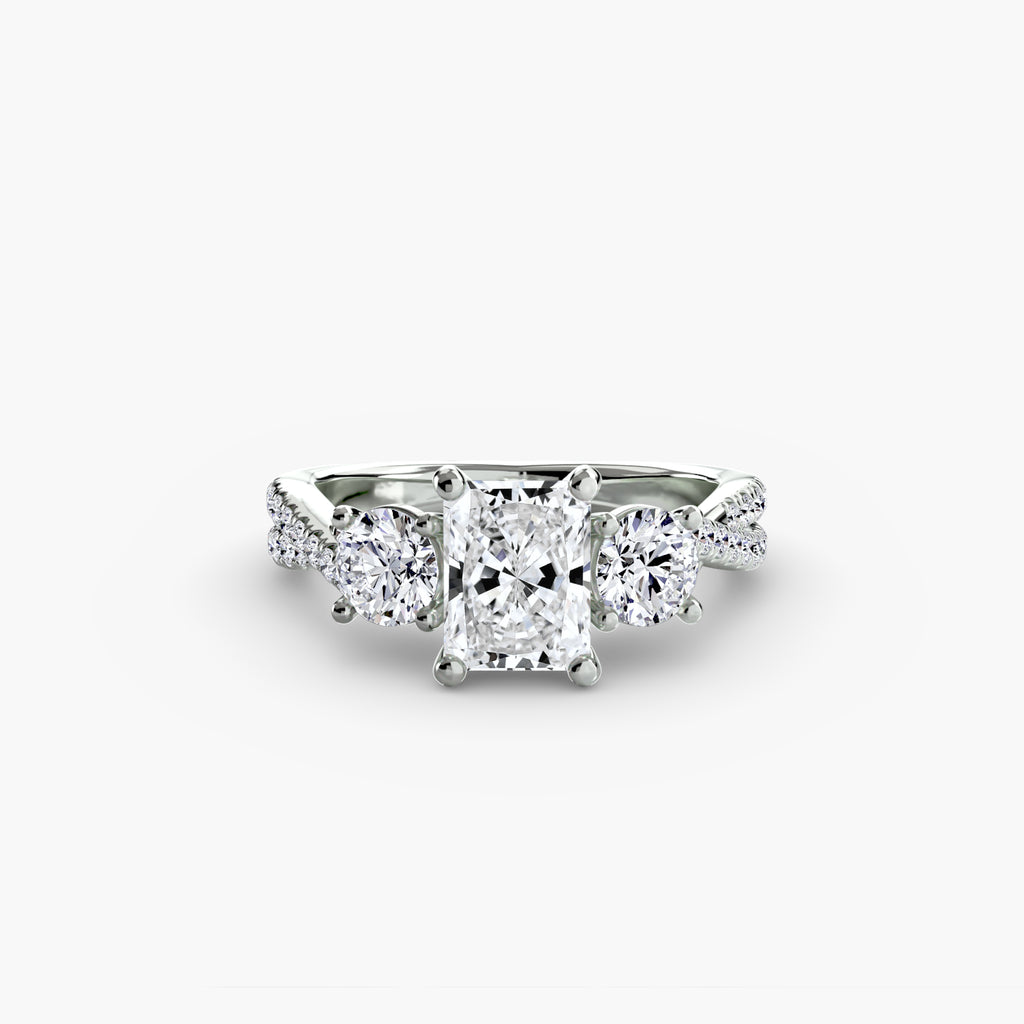 Twisted Link Round Diamond Trilogy Ring