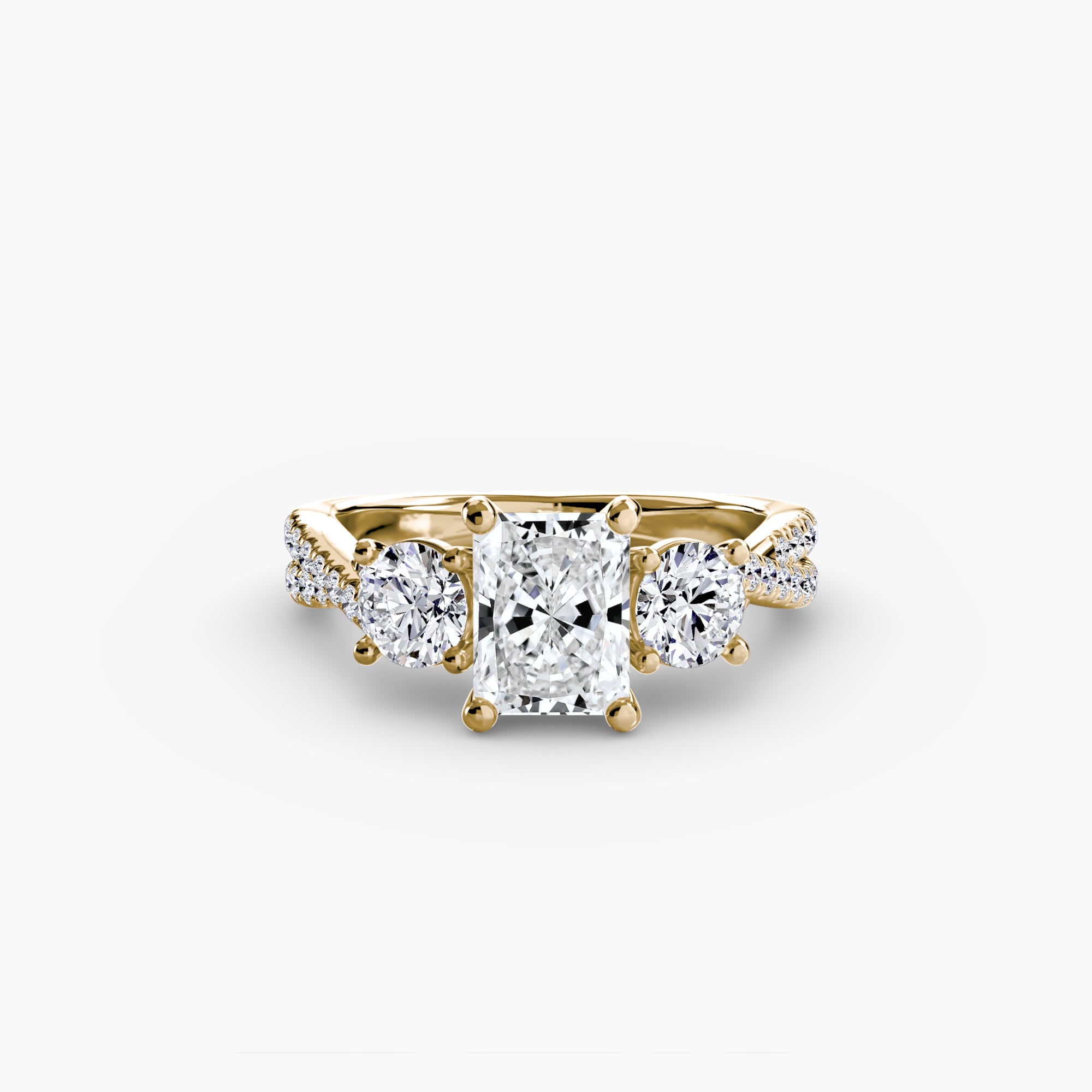 Twisted Link Round Diamond Trilogy Ring