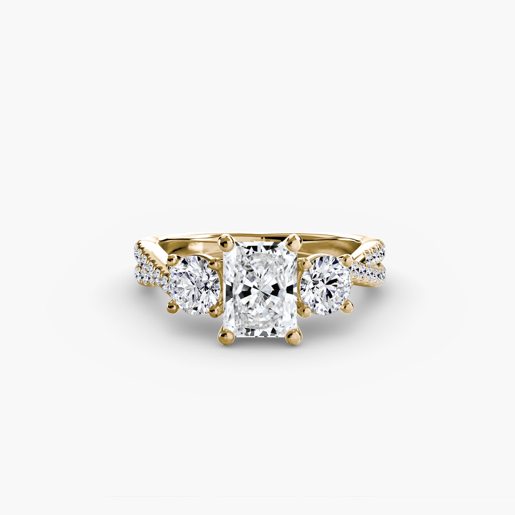 Twisted Link Round Diamond Trilogy Ring