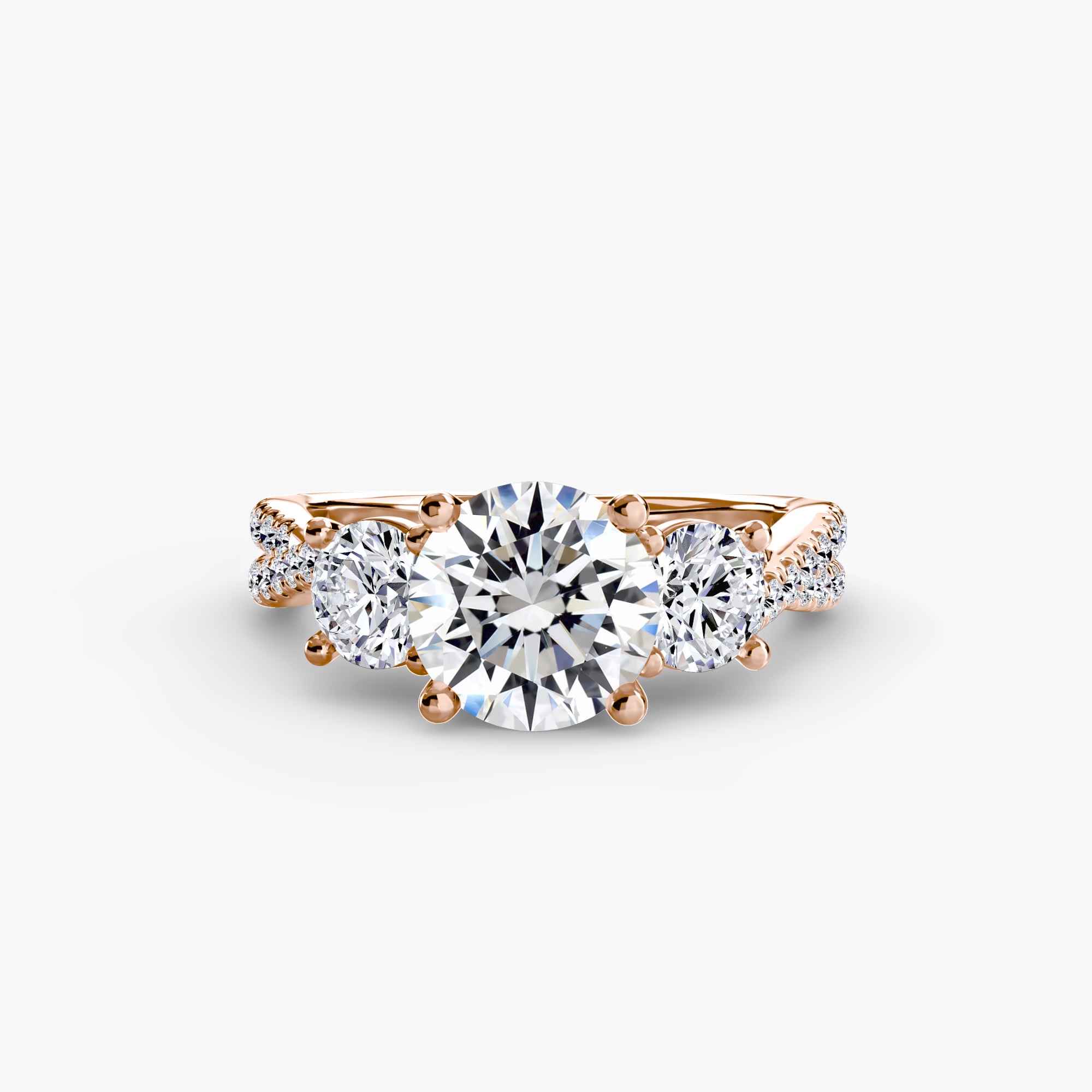 Twisted Link Round Diamond Trilogy Ring