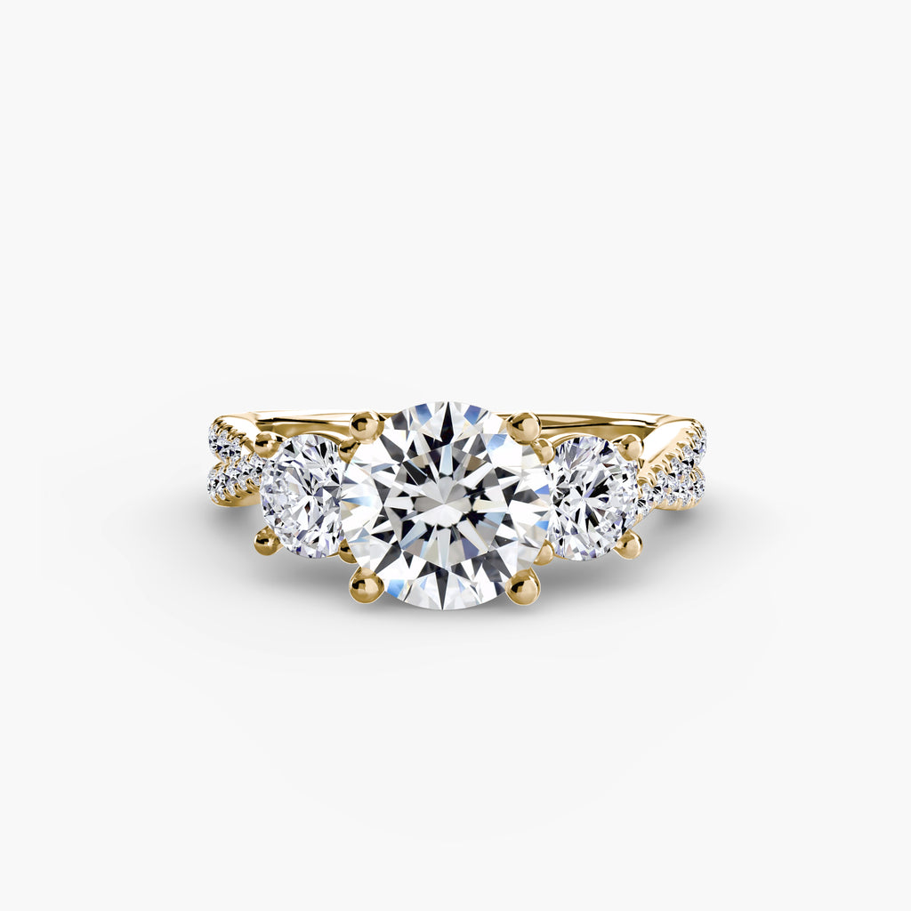 Twisted Link Round Diamond Trilogy Ring