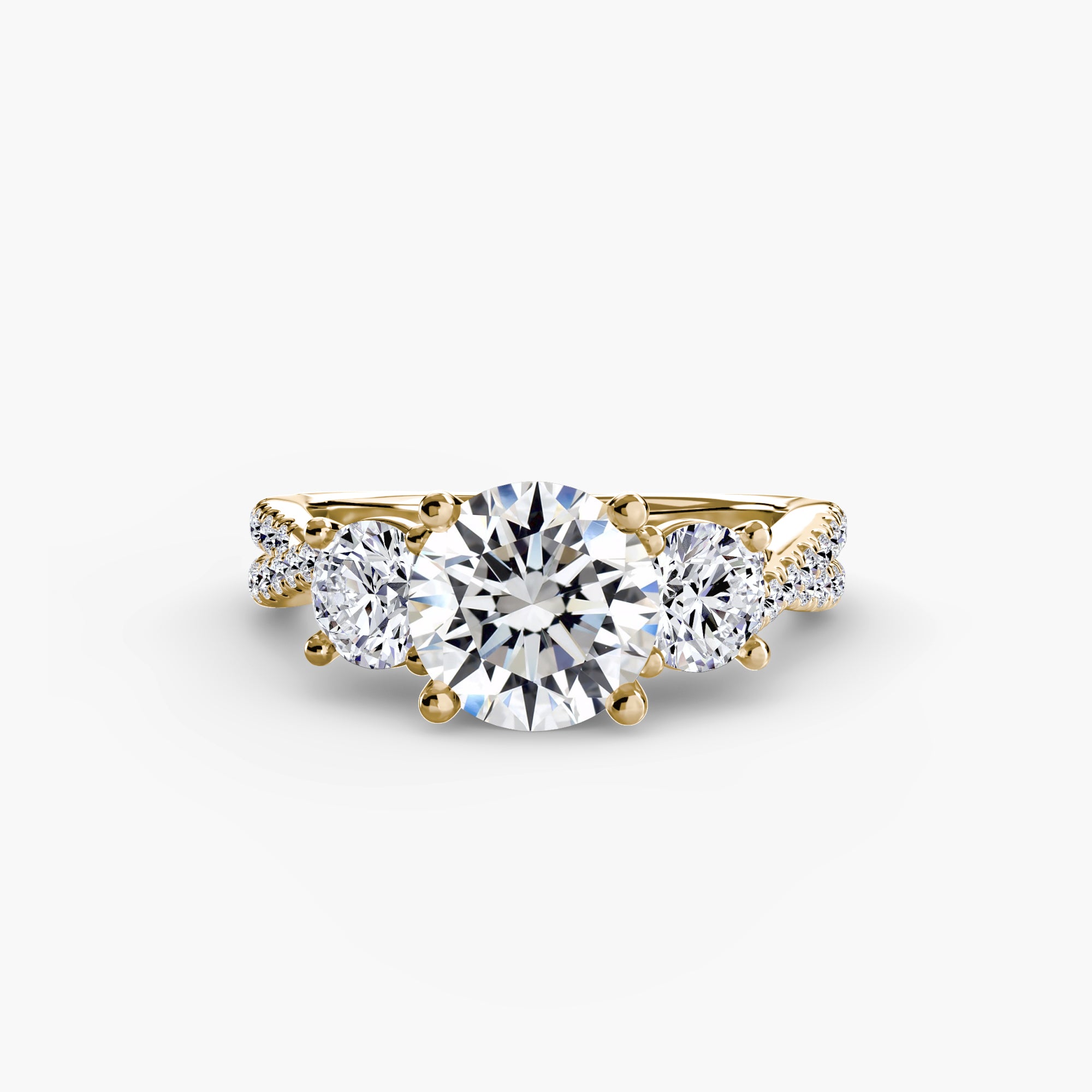 Twisted Link Round Diamond Trilogy Ring