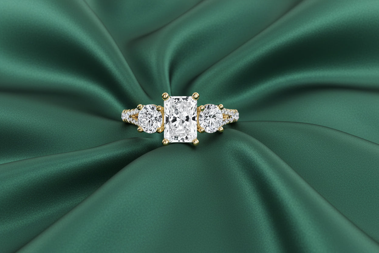 Round Side Stone Trilogy Ring