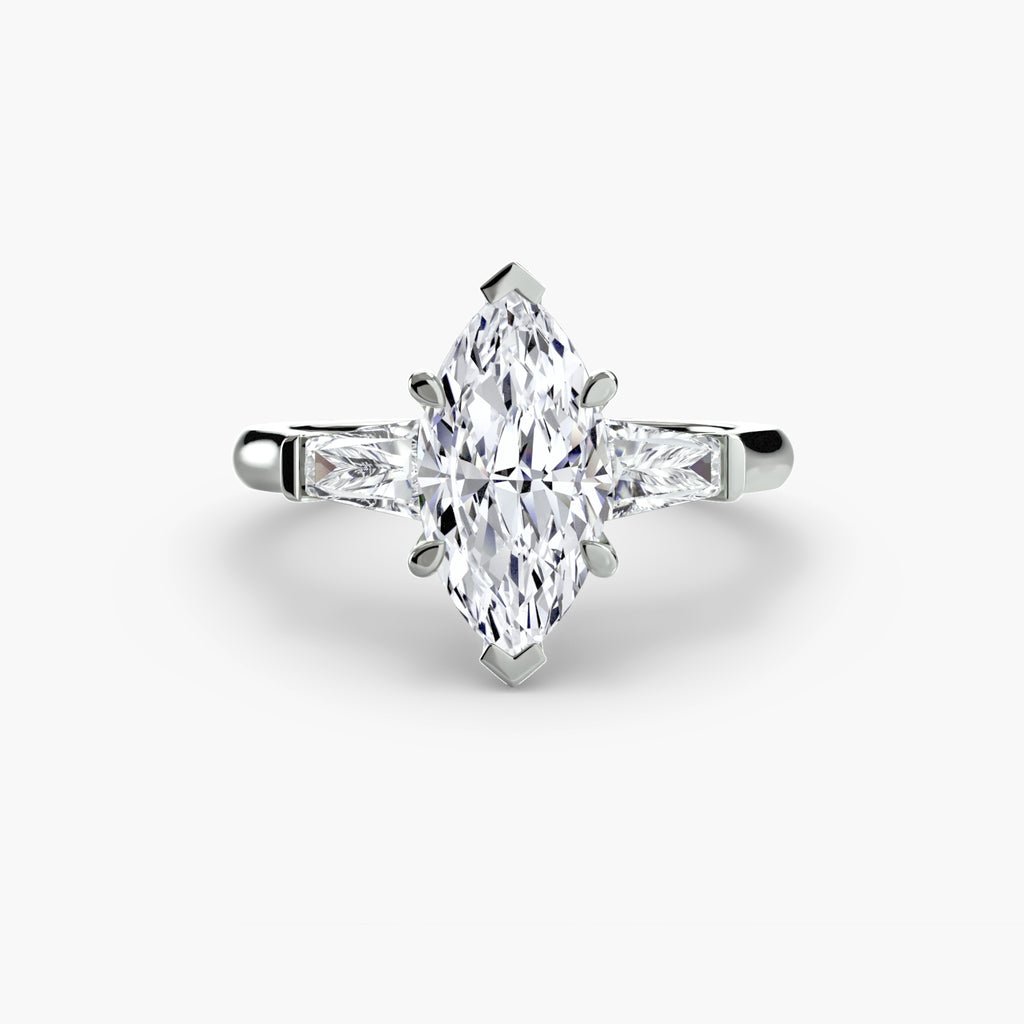 Tapered Baguette Accent Diamond Ring
