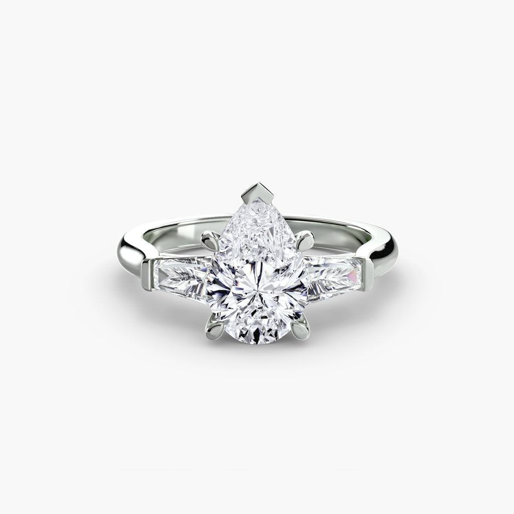 Tapered Baguette Accent Diamond Ring