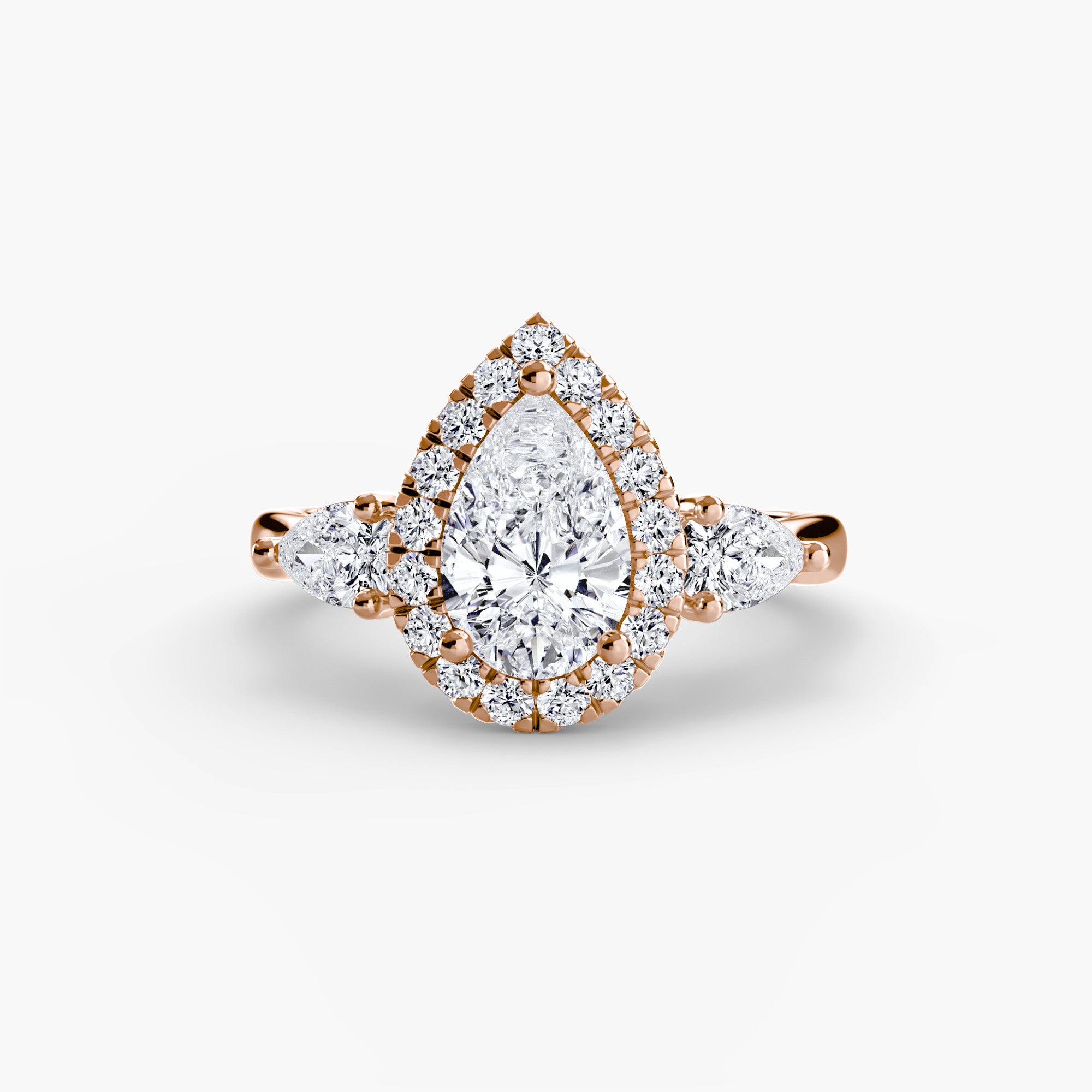 Halo Triple Pear Diamond Ring