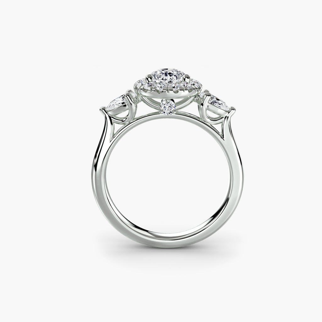 Halo Triple Pear Diamond Ring