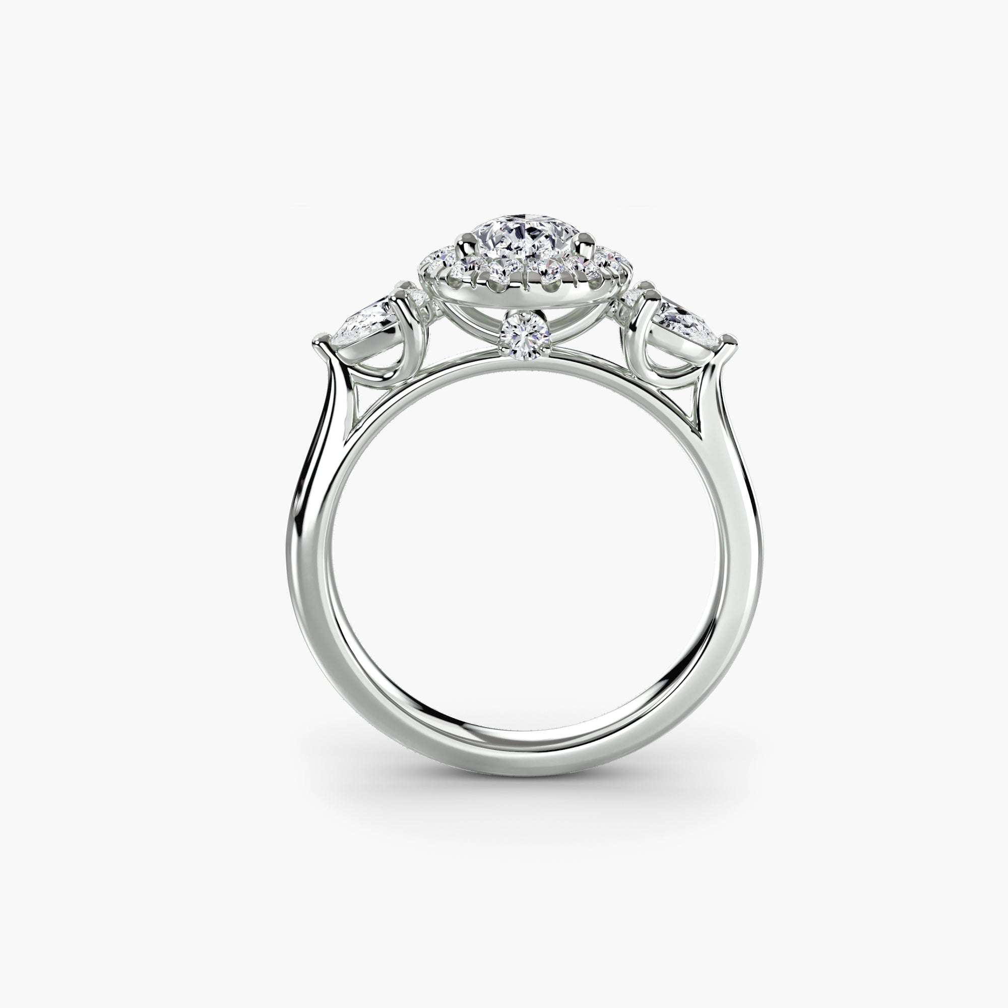 Triple Pear Halo Ring