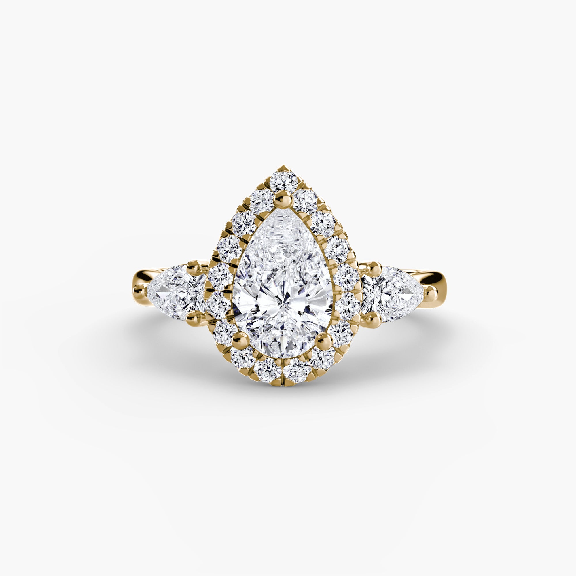 Halo Triple Pear Diamond Ring