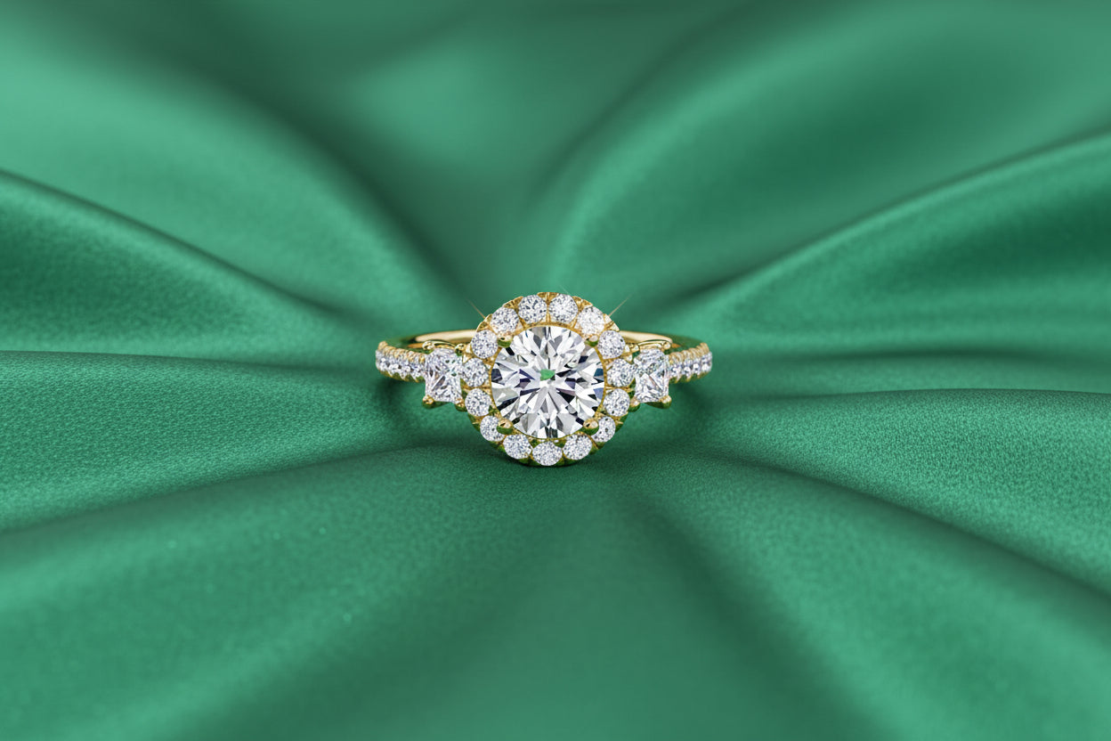 Twisted Halo Diamond Band Ring