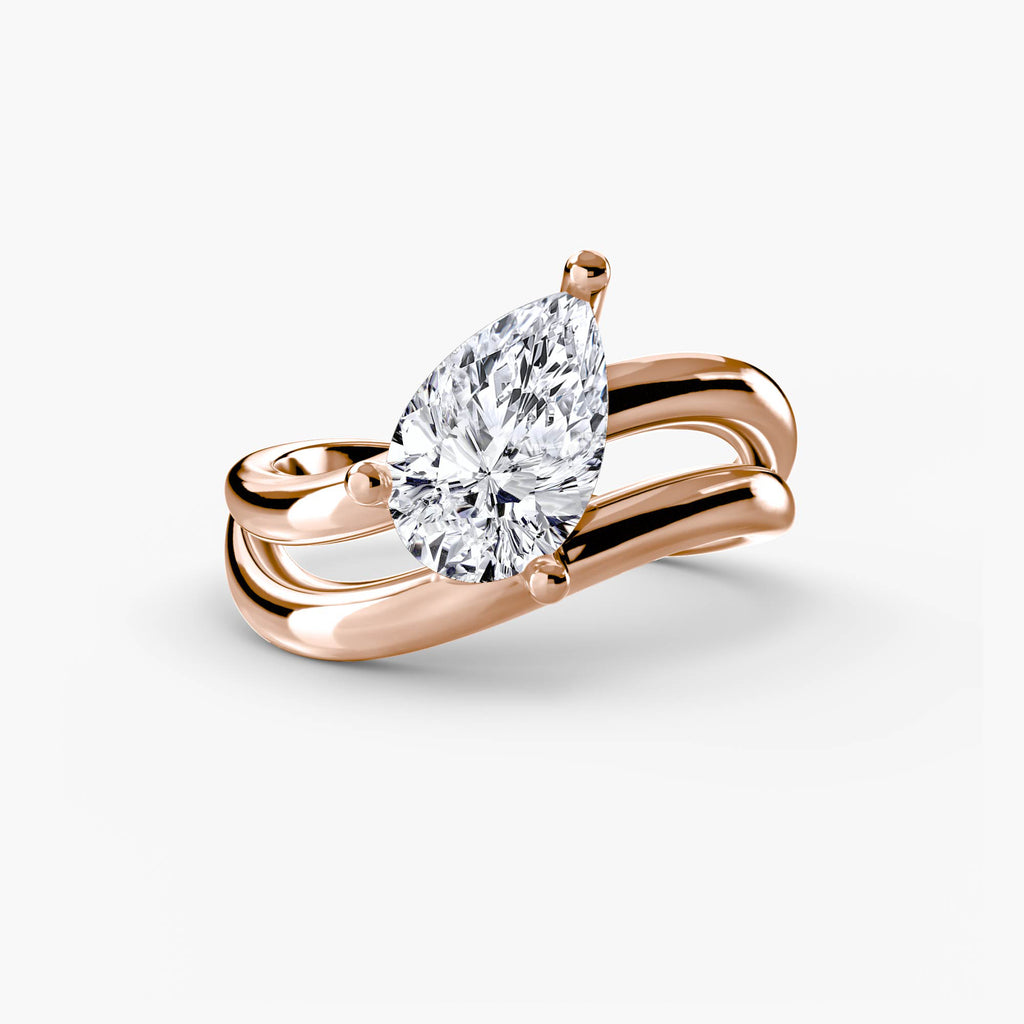 Double Curved Band Pear Ring