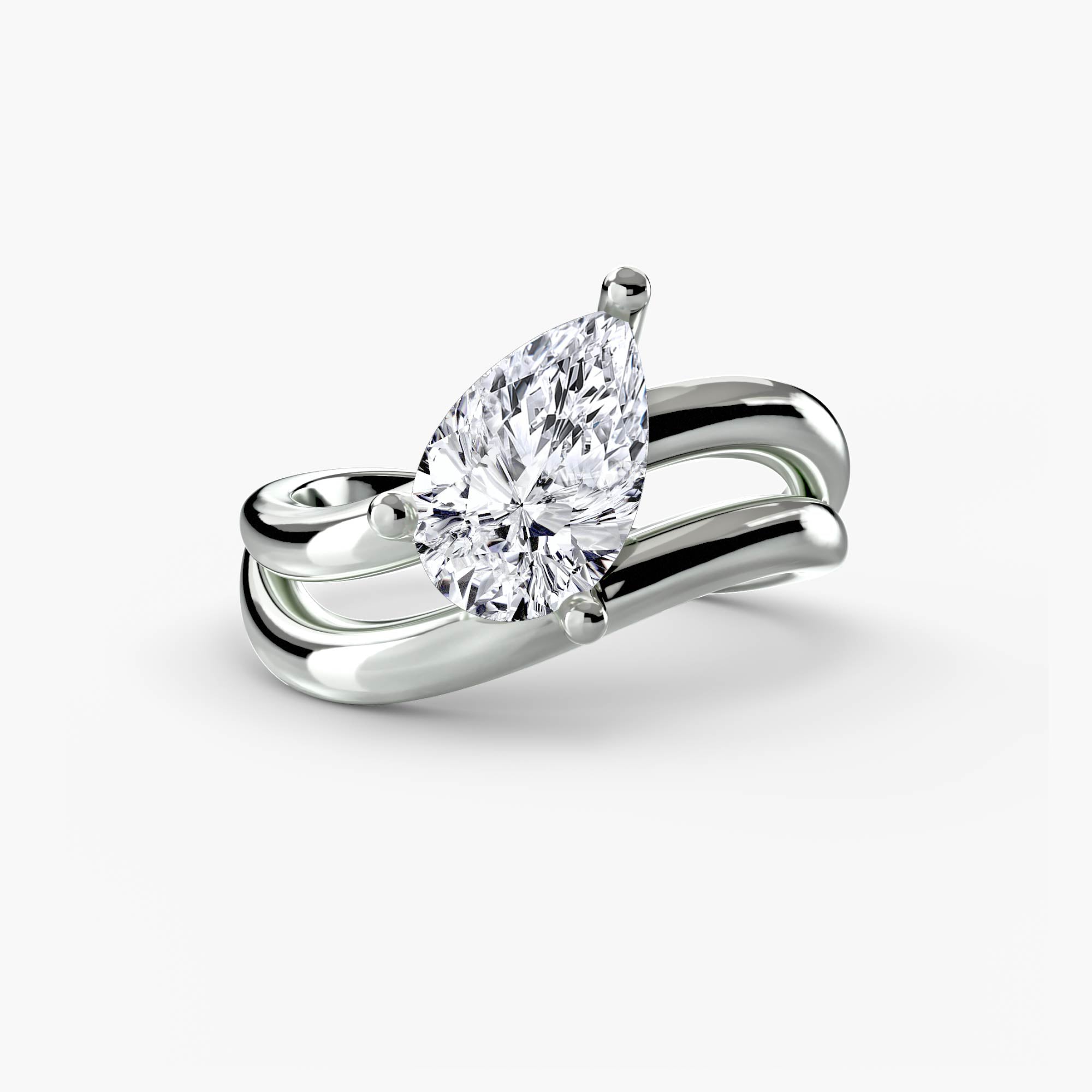 Double Curved Band Pear Ring