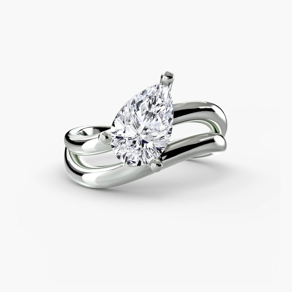 Double Curved Band Pear Ring